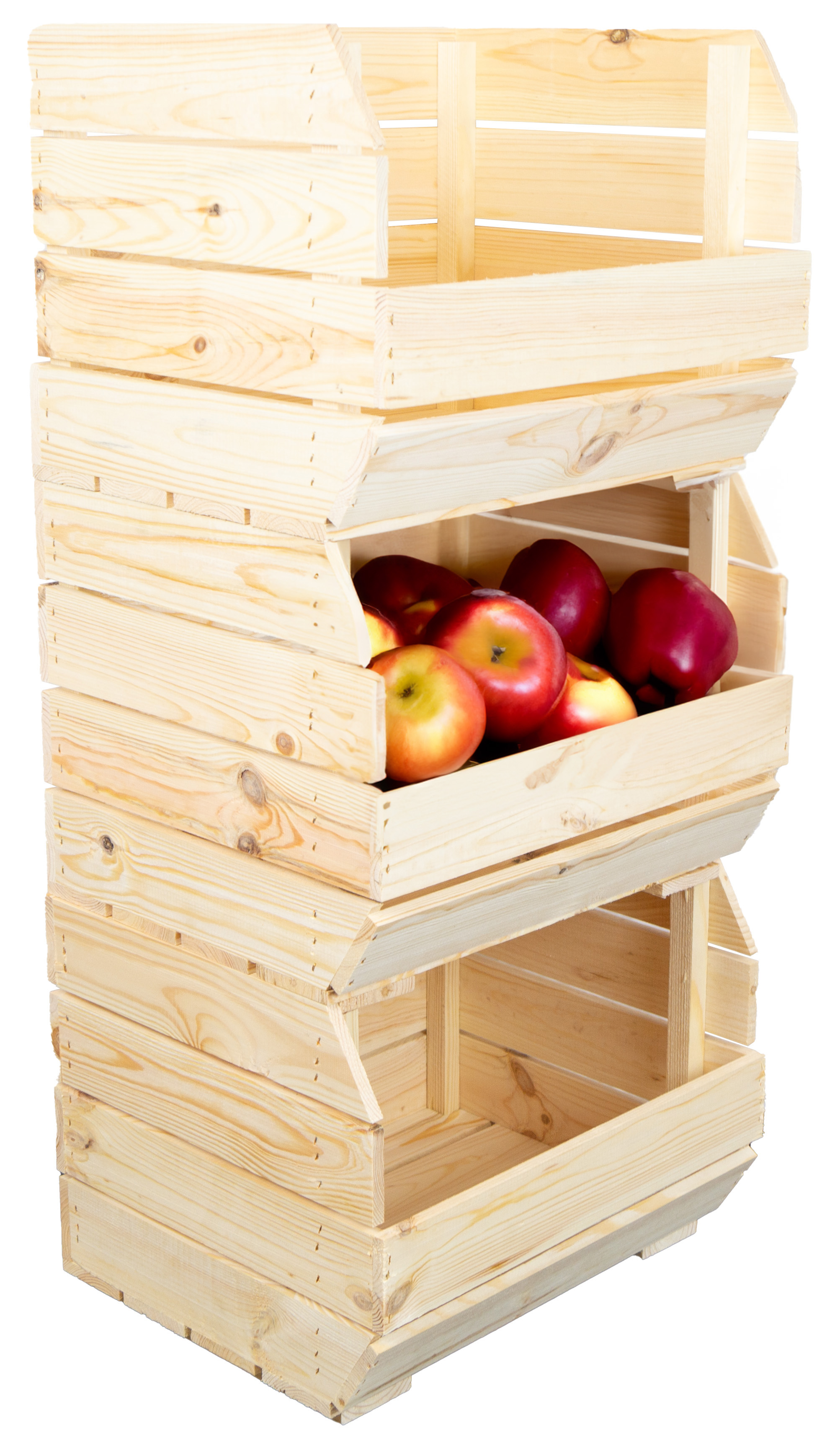 3er Set Kartoffelsteige je 40x33x30 cm in natur Gemüsekiste Obsthorde