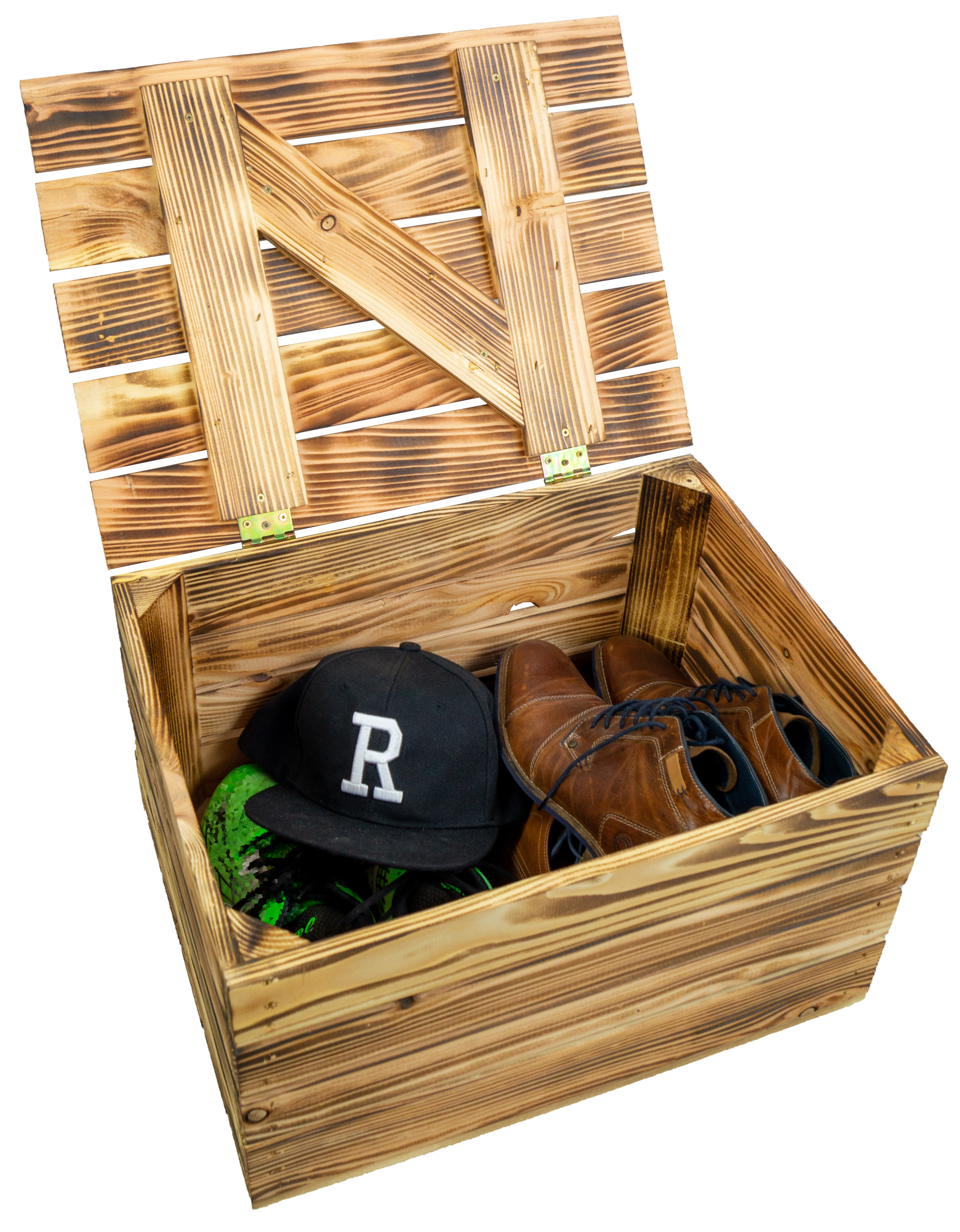 Truhe geflammt mit Deckel  48 x 36 x 27cm