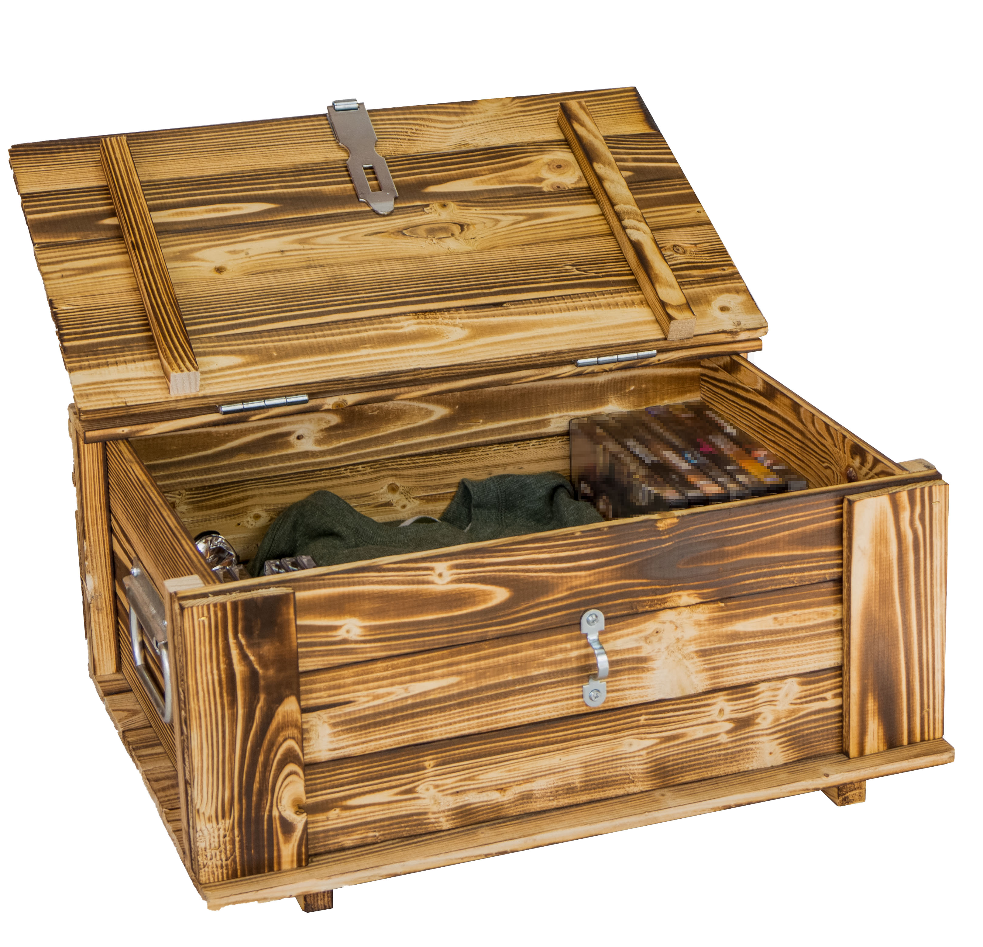 Truhe Hugo geflammt mit Deckel  50 x 36 x 26cm