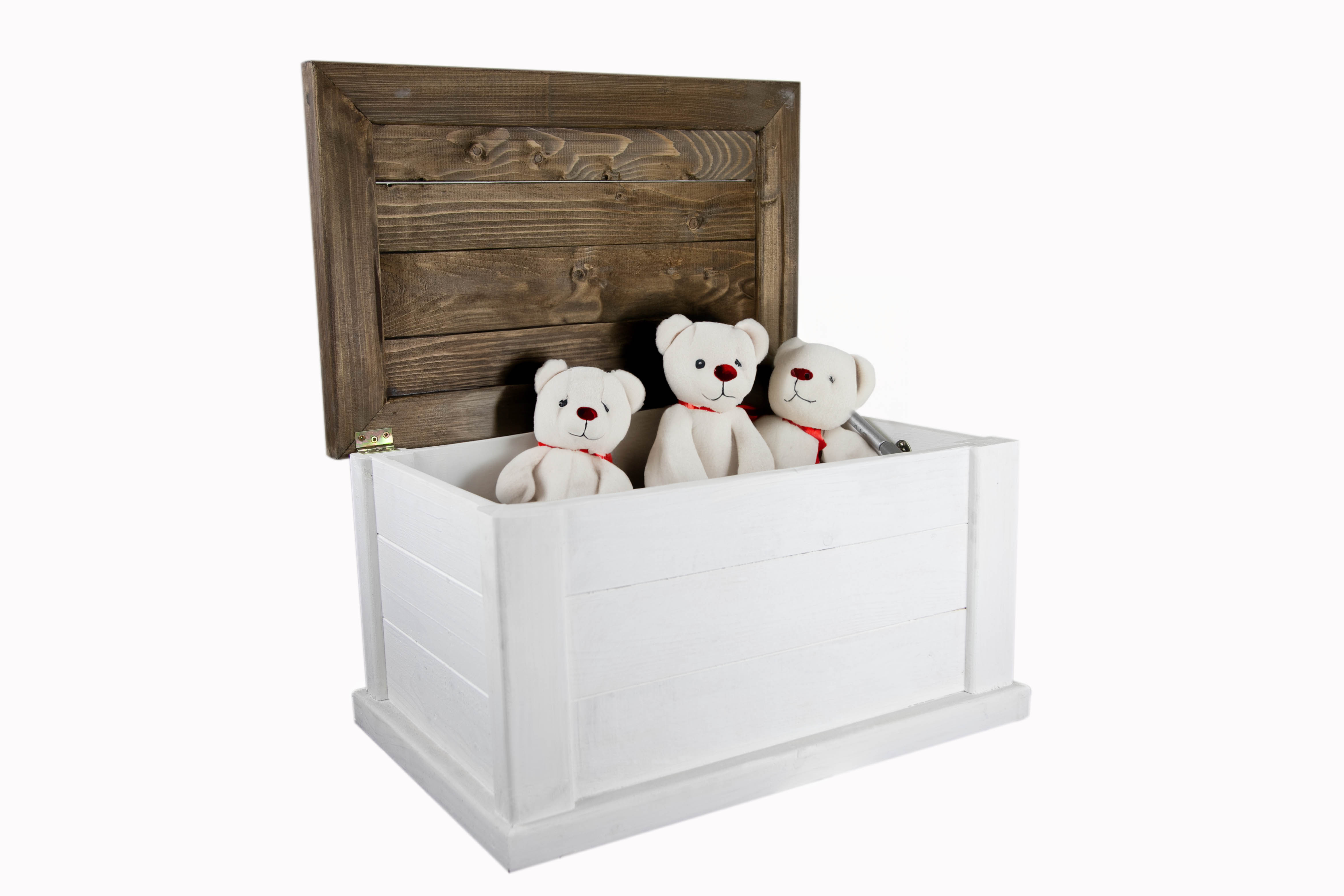 massive Holztruhe UK weiss braun mit Zylinder 60x40x34cm