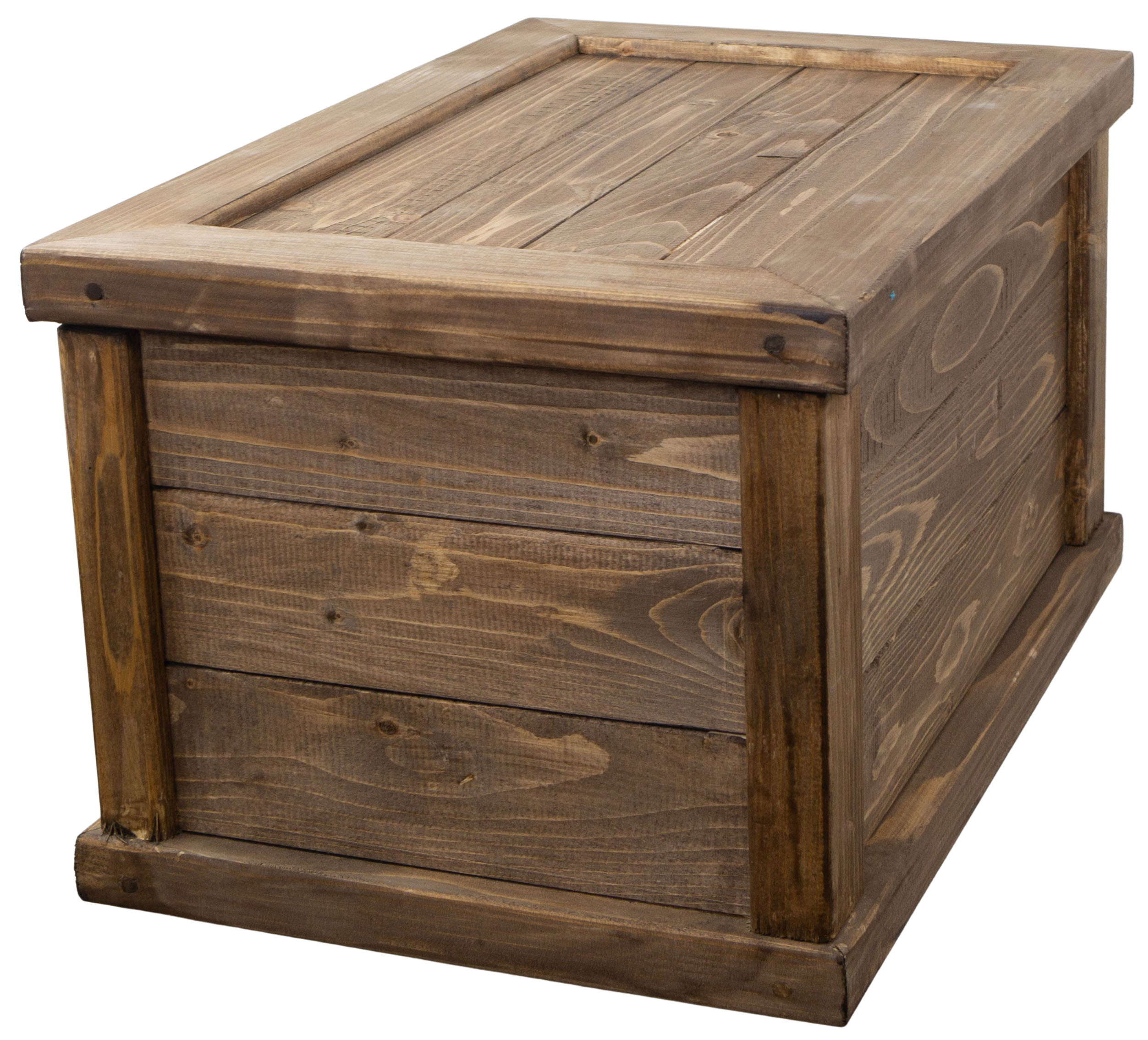 massive Holztruhe UK braun mit Zylinder