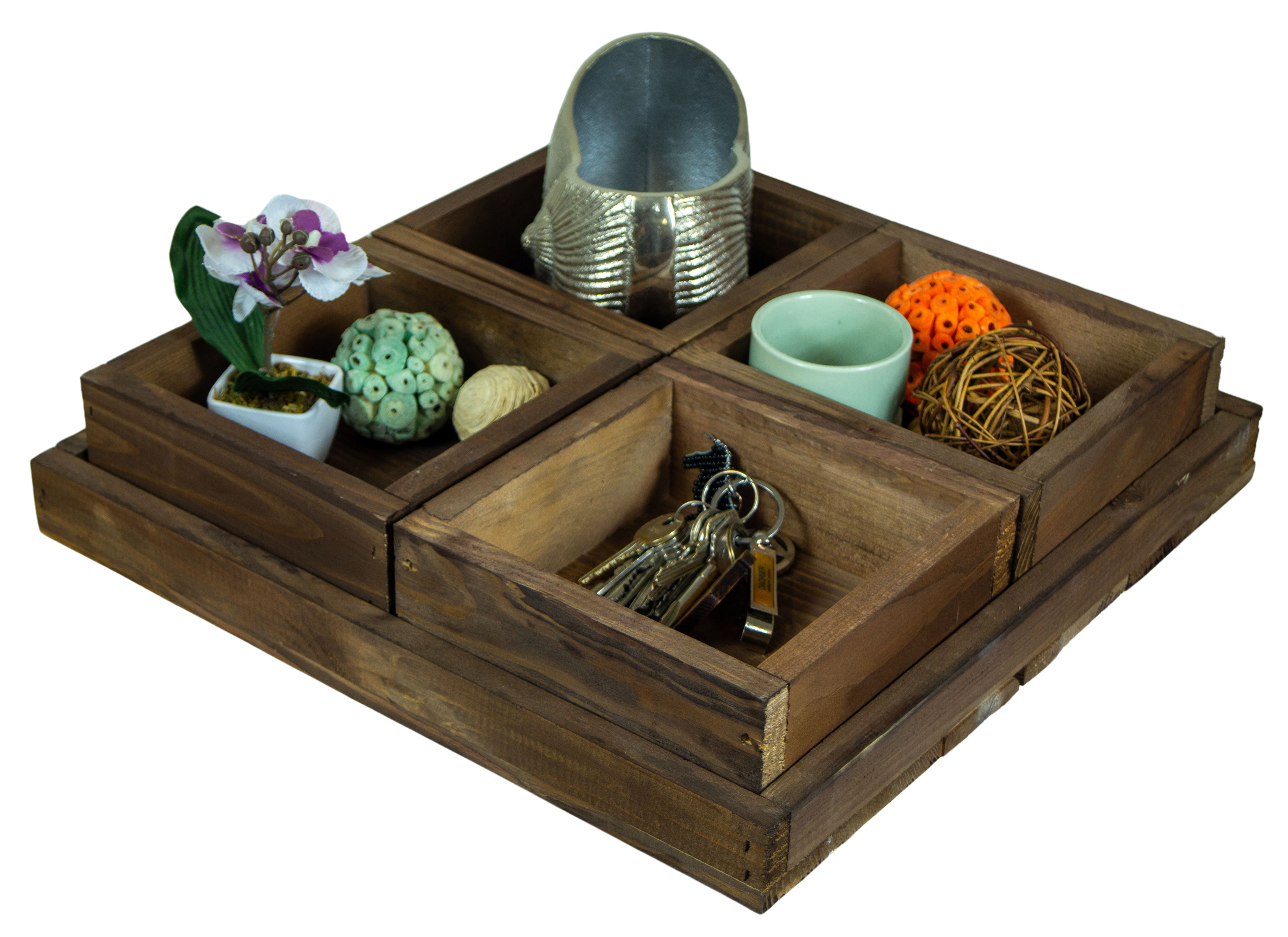 Kleines Dekotablett-Set Karla aus 5 Holzkisten 40x40cm 8cm Höhe