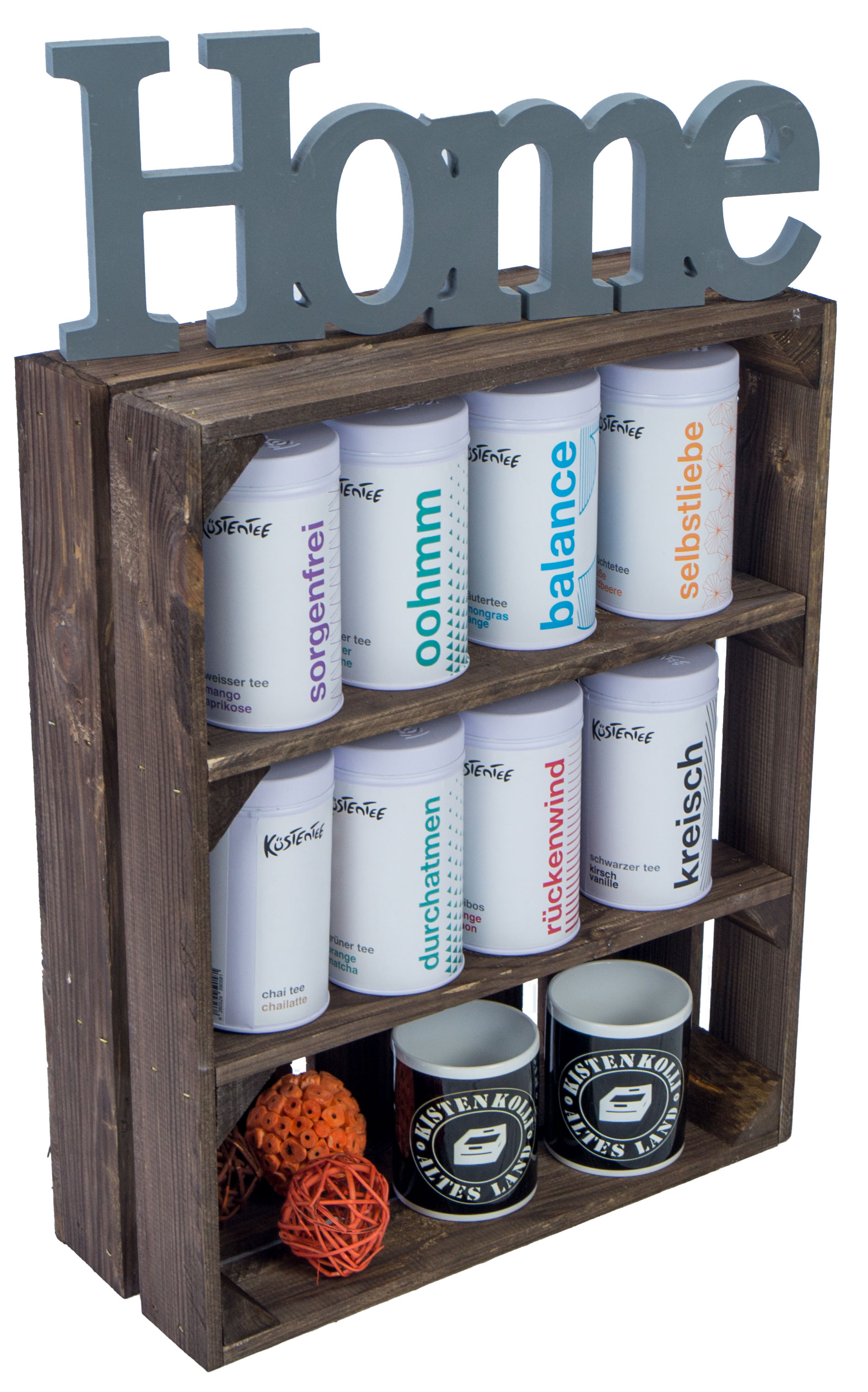 flaches Obstkistenregal "Wilma" dunkel