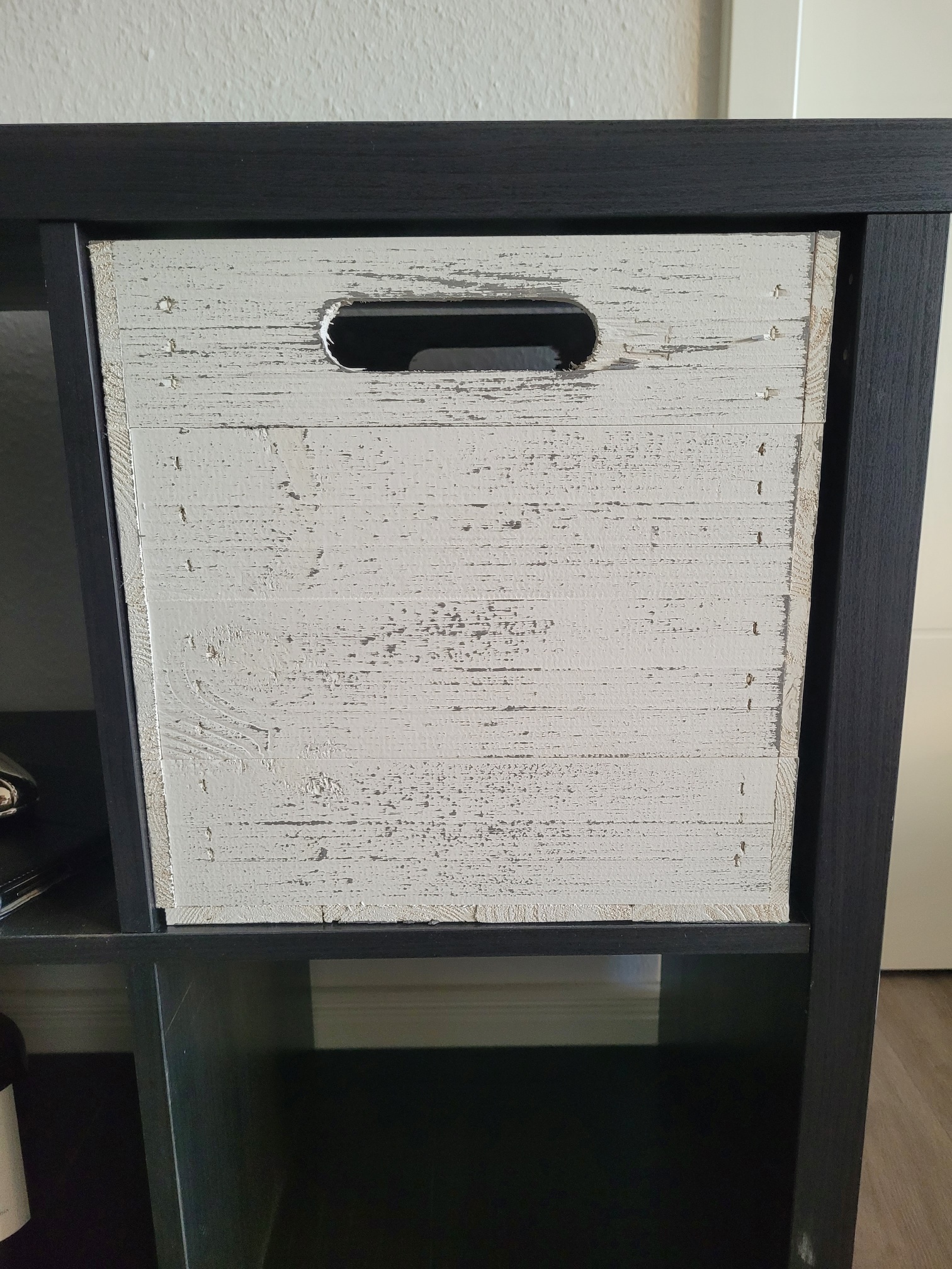 Holzkiste Shabby weiß passend für Kallax und Expeditregale Regaleinsatz