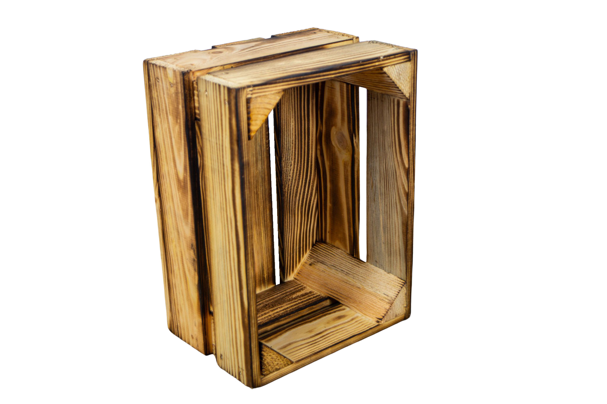 Set de 3 petites boîtes en bois "Frieda" flambées