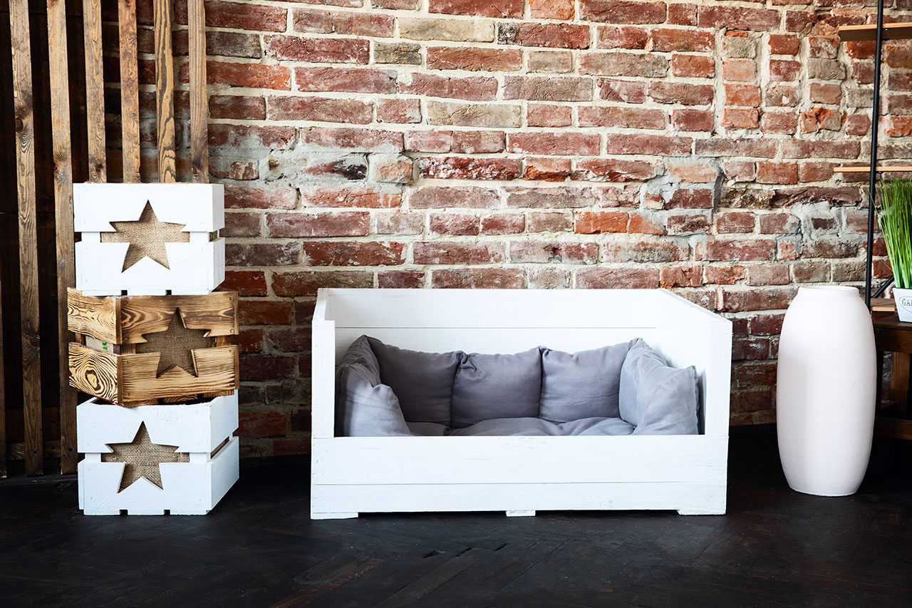 Hundebett Balu weiß  mit Kissen 90x57x45cm