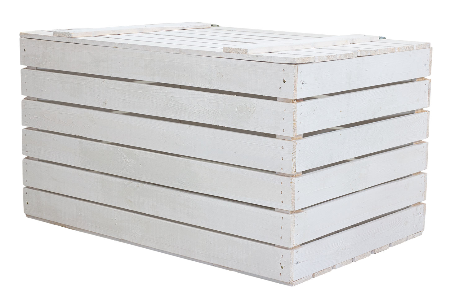 Grosse Holztruhe weiss mit Deckel  80x50x39cm