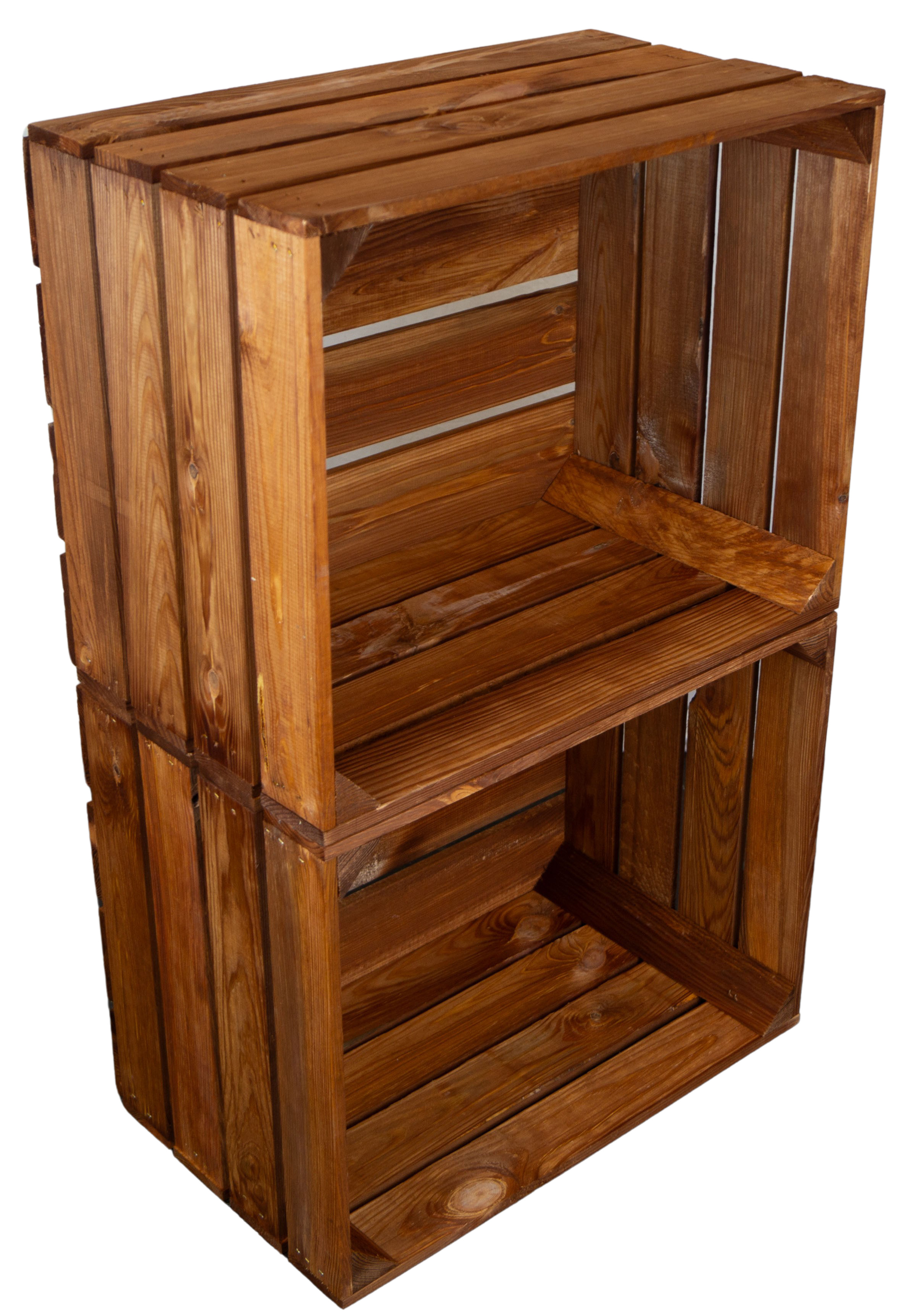 2er Set Holzkiste "Johanna" lasiert in ocker 50x40x30cm Obstkiste Weinkiste Apfelkiste Regalkiste