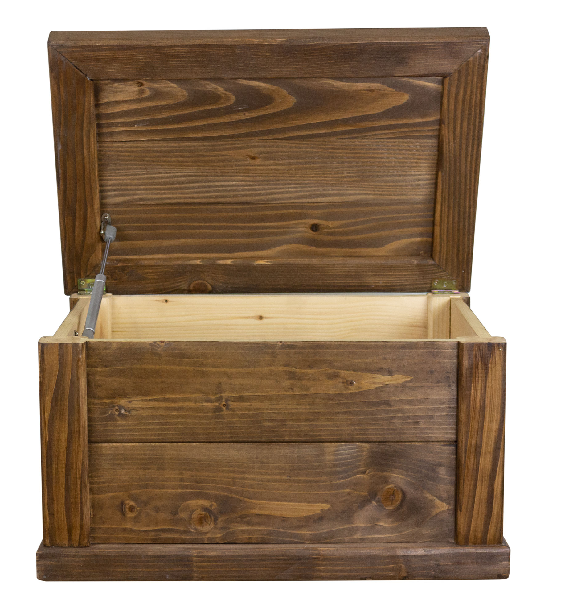 massive Holztruhe UK braun mit Zylinder