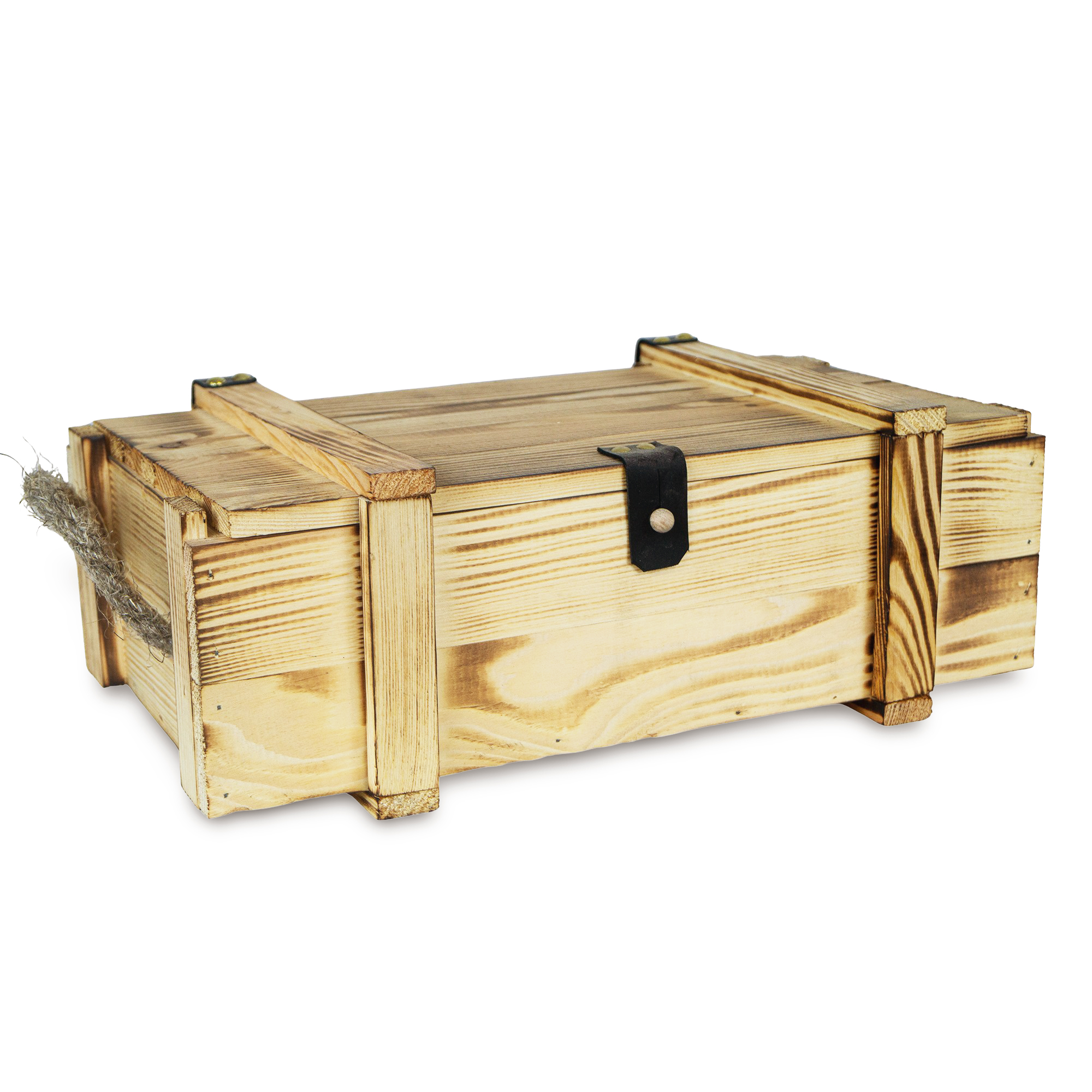 Caisse à Vin 2er Flammé Incl. Laine de Bois Caisse Décorative Hochzeitskiste