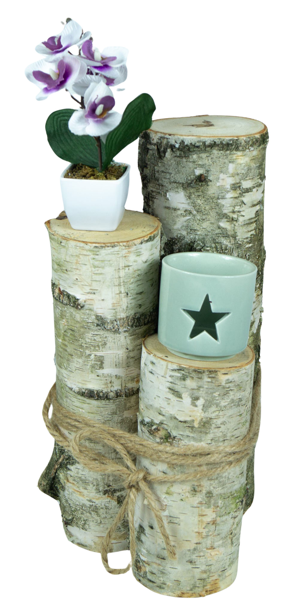 3er Set Deko-Holzstämme aus Tannenholz rustikale Vintage-Deko