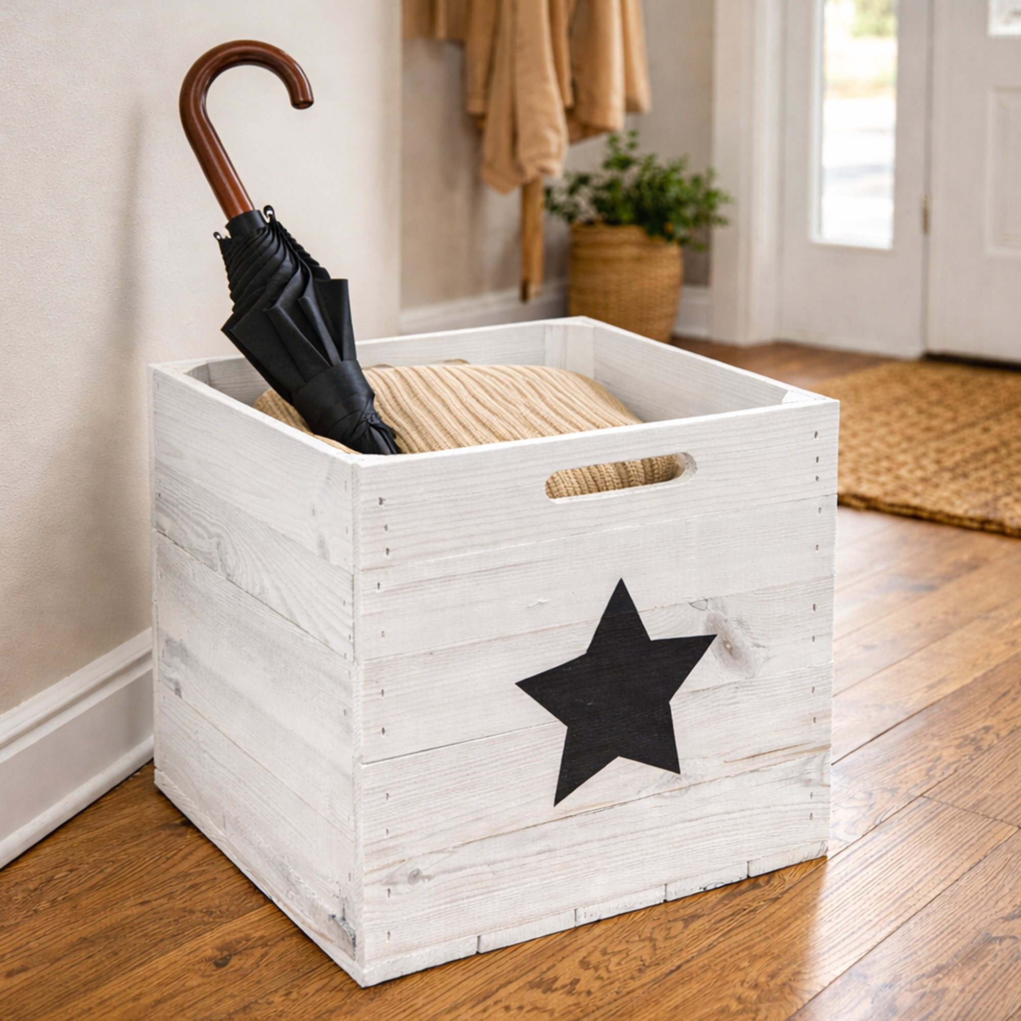 Aufbewahrungskiste Kallax weiß Stern schwarz passend für Kallax und Expeditregale Regaleinsatz