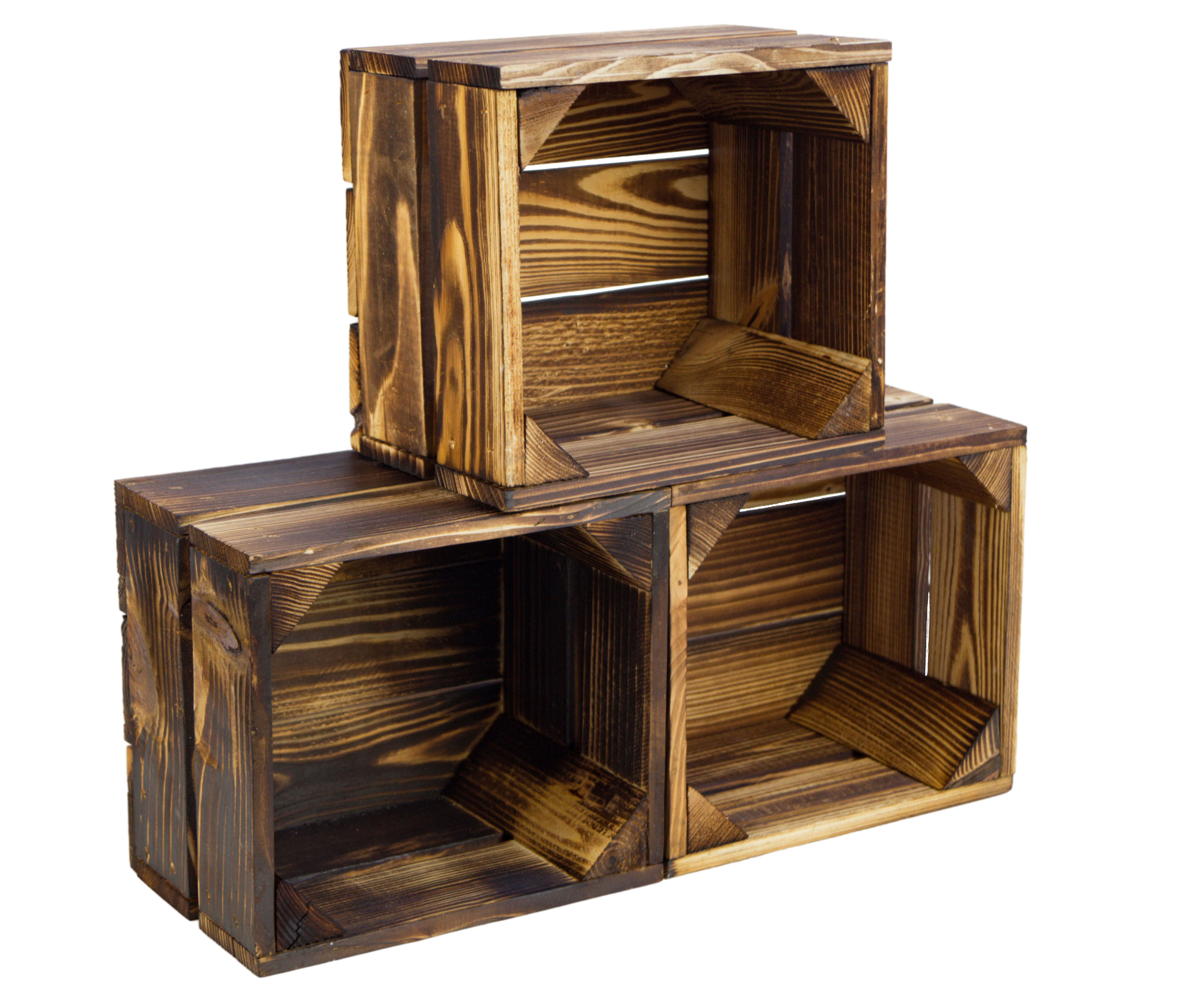 4er set  Kleine Holzkiste "Lotta" geflammt