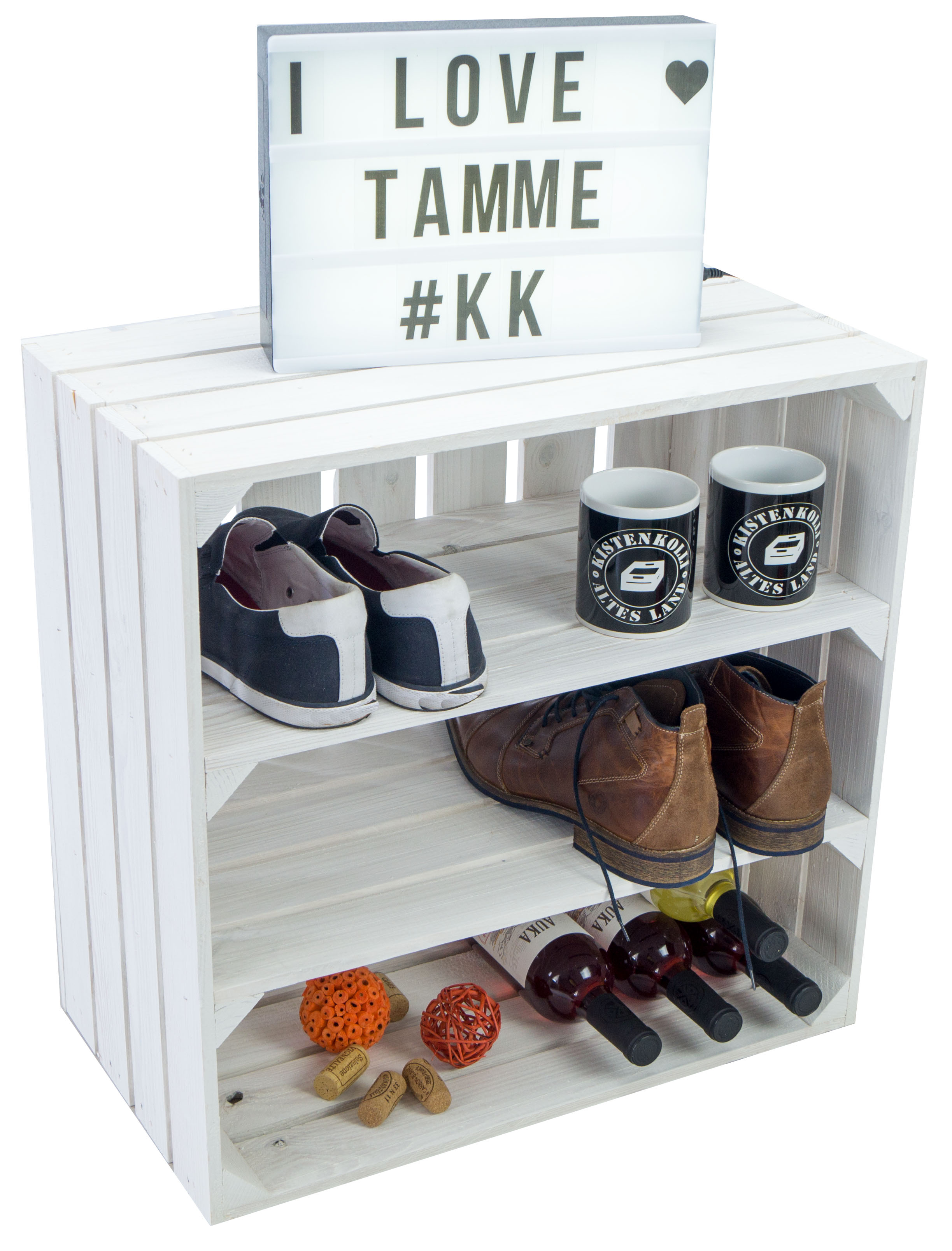 großes Obstkistenregal "Tamme"- weiß