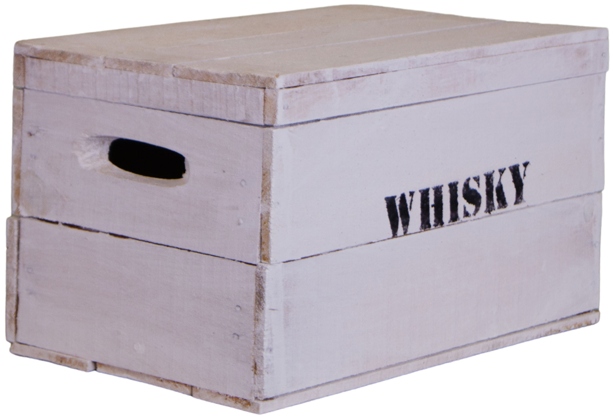 alte Holztruhe weiß Whisky mit Deckel in verschiedenen Grössen M