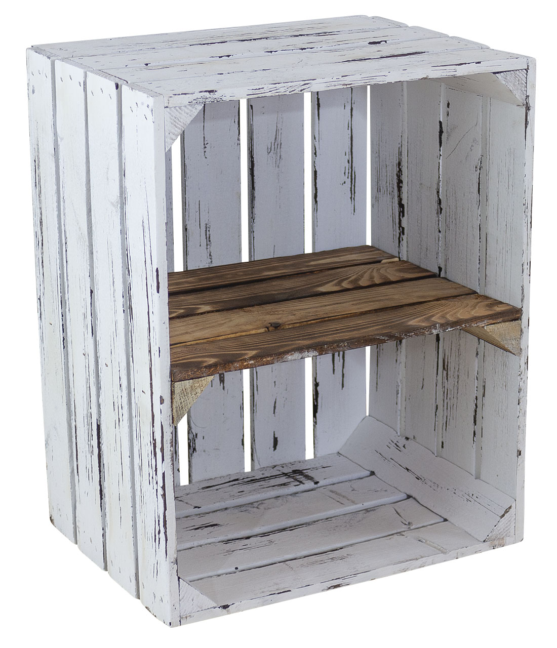 Massive Schuh- Bücherregalkiste Obstkiste Weinkiste Maße ca 50 x 40 x 31cm Weinkisten Dekokiste Regal (Shabby weiss quer)