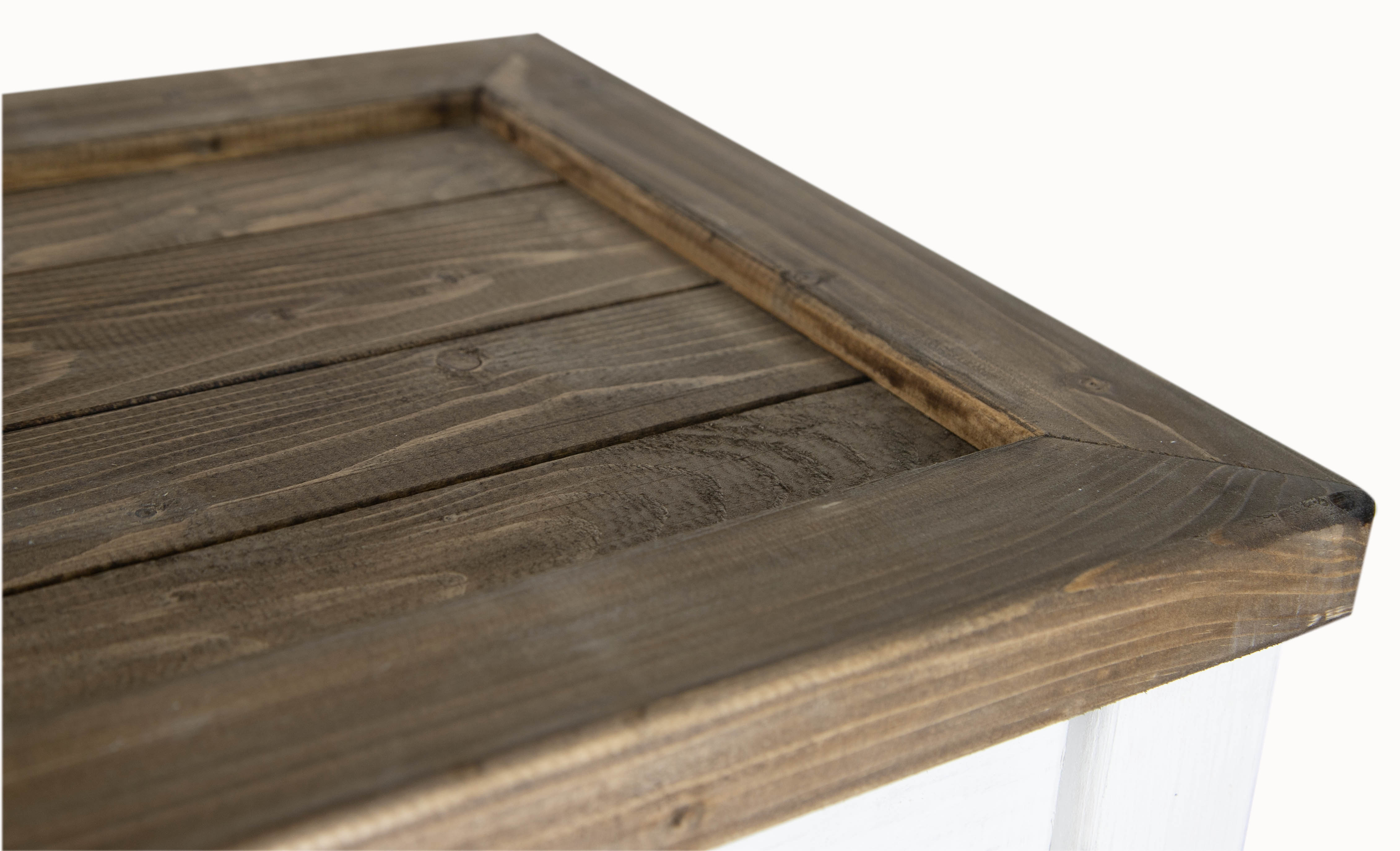 massive Holztruhe UK weiss braun mit Zylinder 60x40x34cm