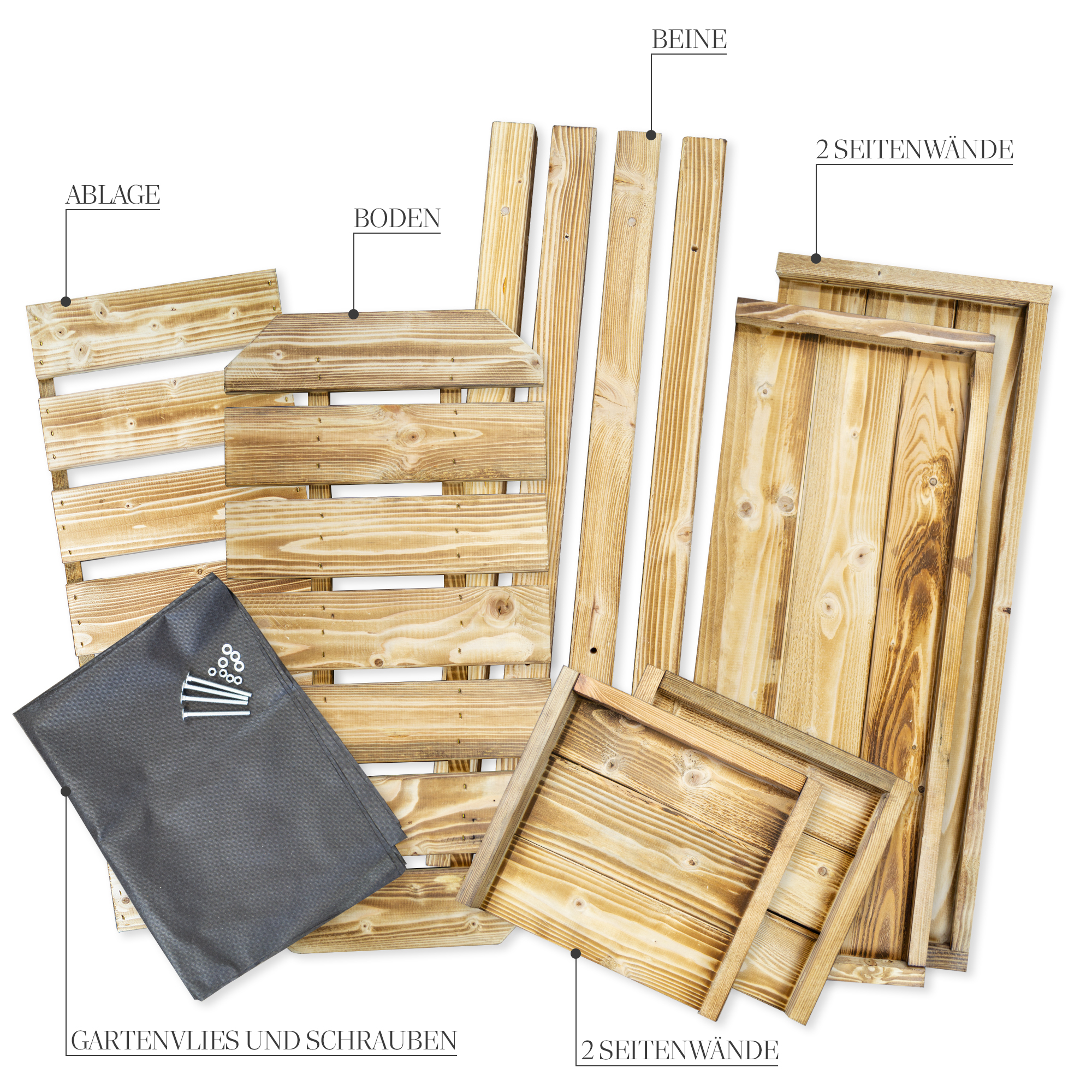 Hochbeet L 79x40x79cm Geflammt