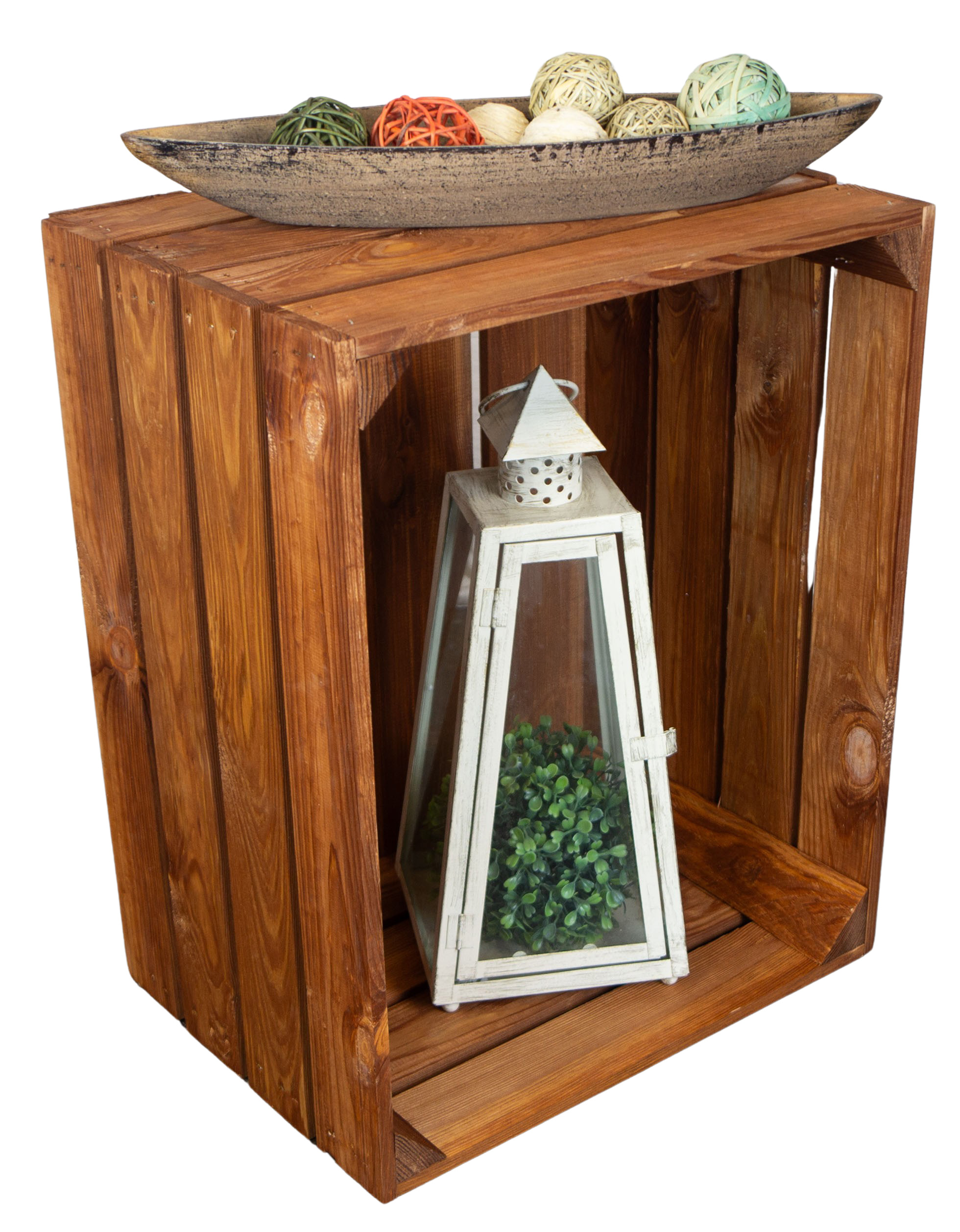 2er Set Holzkiste "Johanna" lasiert in ocker 50x40x30cm Obstkiste Weinkiste Apfelkiste Regalkiste