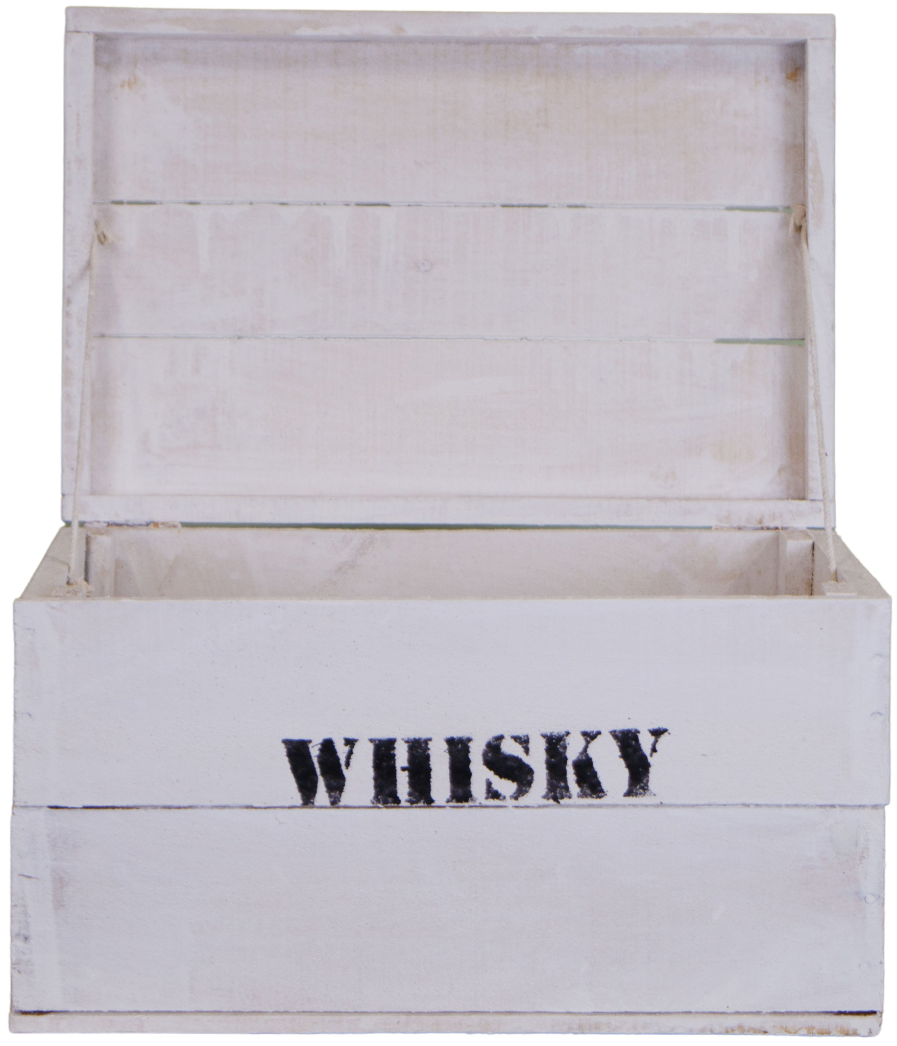alte Holztruhe weiß Whisky mit Deckel in verschiedenen Grössen M