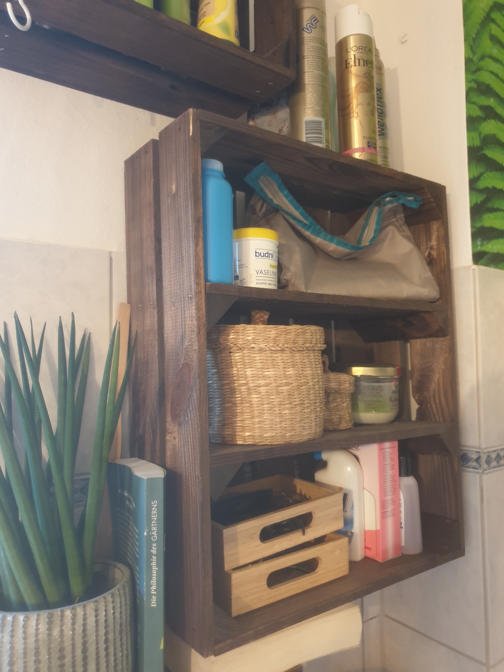Plat Étagère pour Caisses de Fruits " Wilma " Foncé Boîte en Bois à Vin une