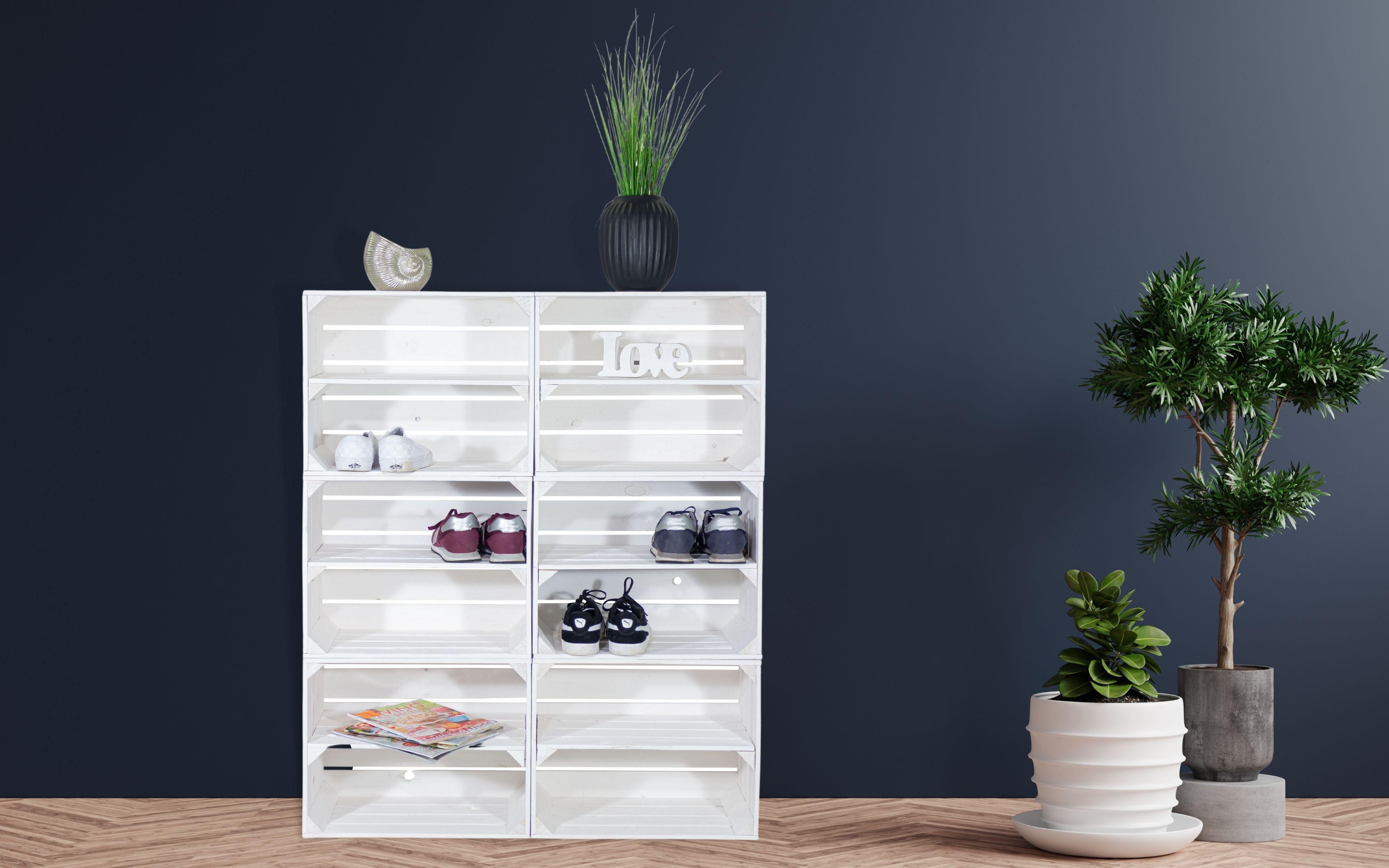 Étagère à chaussures avec 12 niveaux Armoire à chaussures, rangement de chaussures, organisateur de chaussures, pour jusqu'à 24 paires de chaussures, pour le salon, l'entrée (blanc)