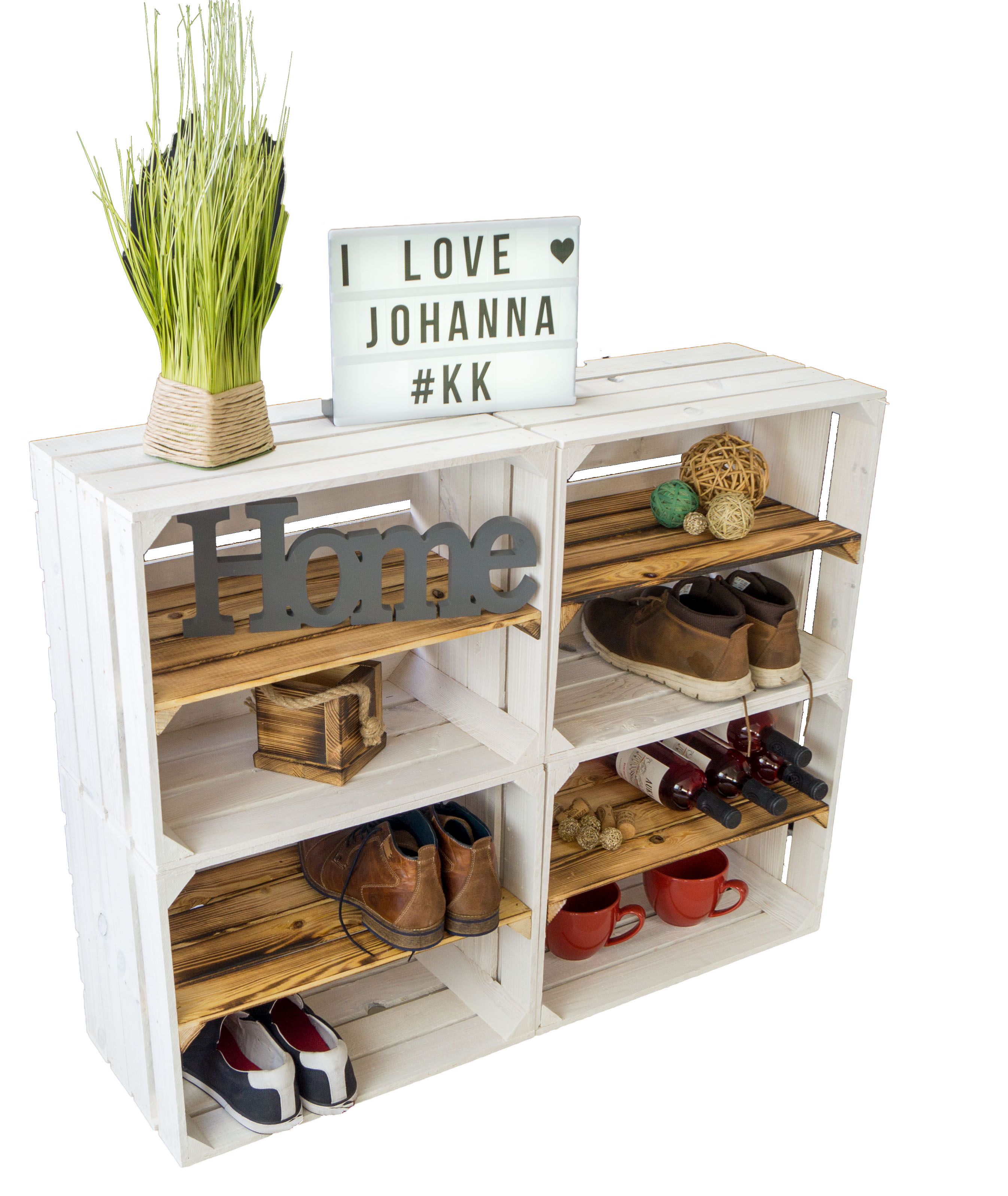 Obskistenregal blanc "Johanna" avec panneau central flammé, c.l