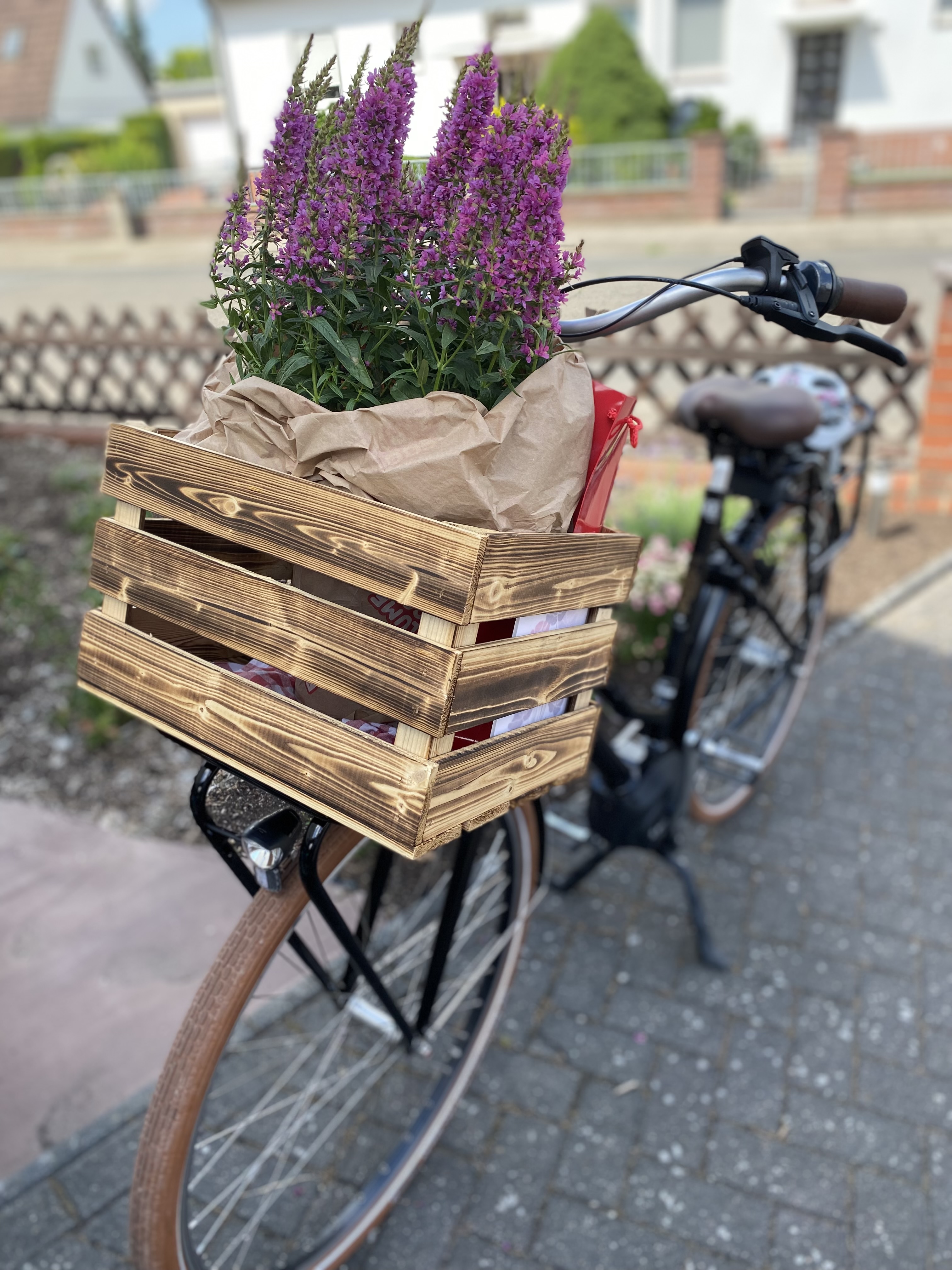 Obstkiste Bella geflammt Fahrradkorb Geschenkkiste Aufbewahrungskiste Dekokiste Weinkiste