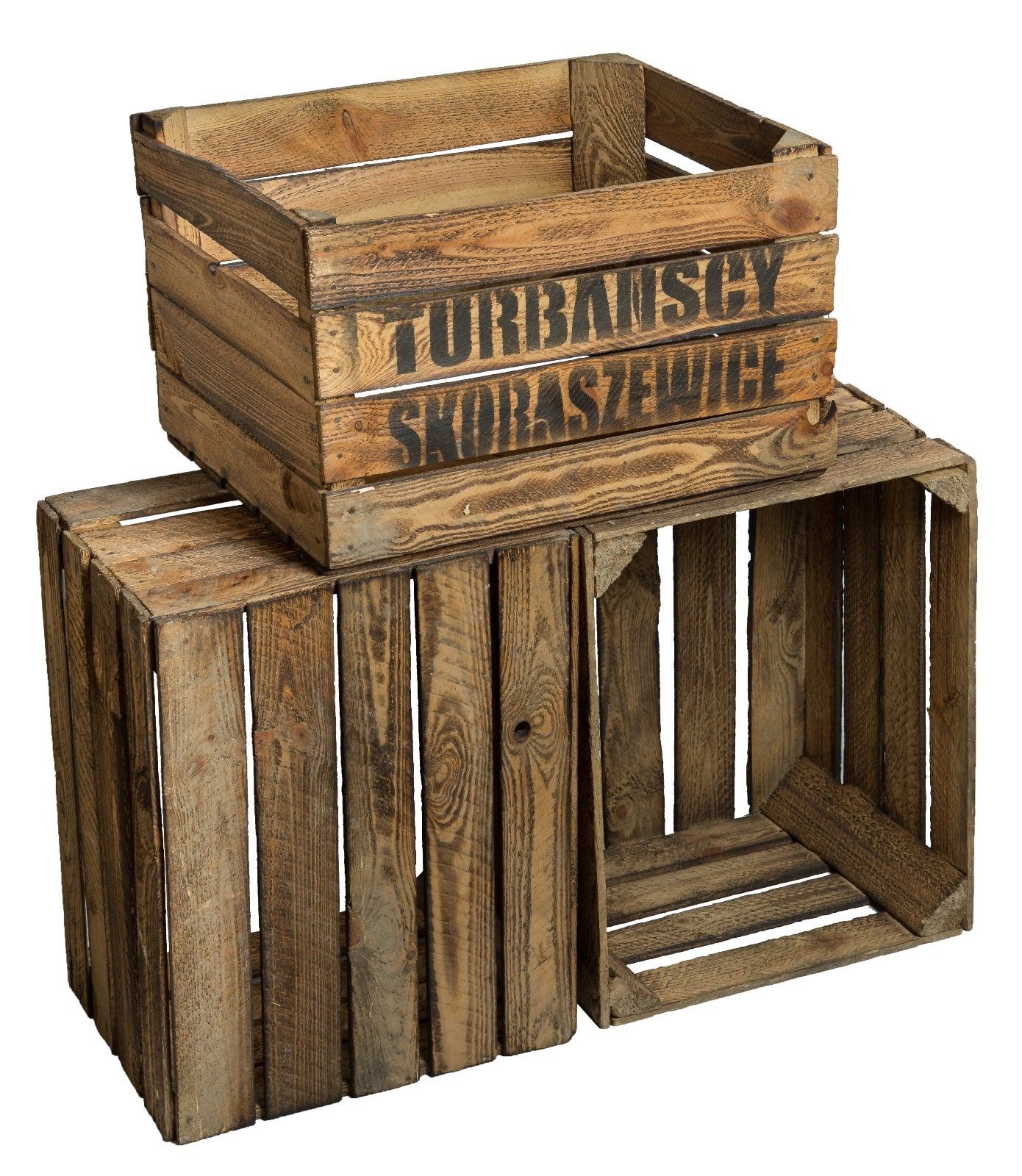 3 x solide Flamboyant boîtes de pommes " TS " en bois cageot à fruits Caisse à