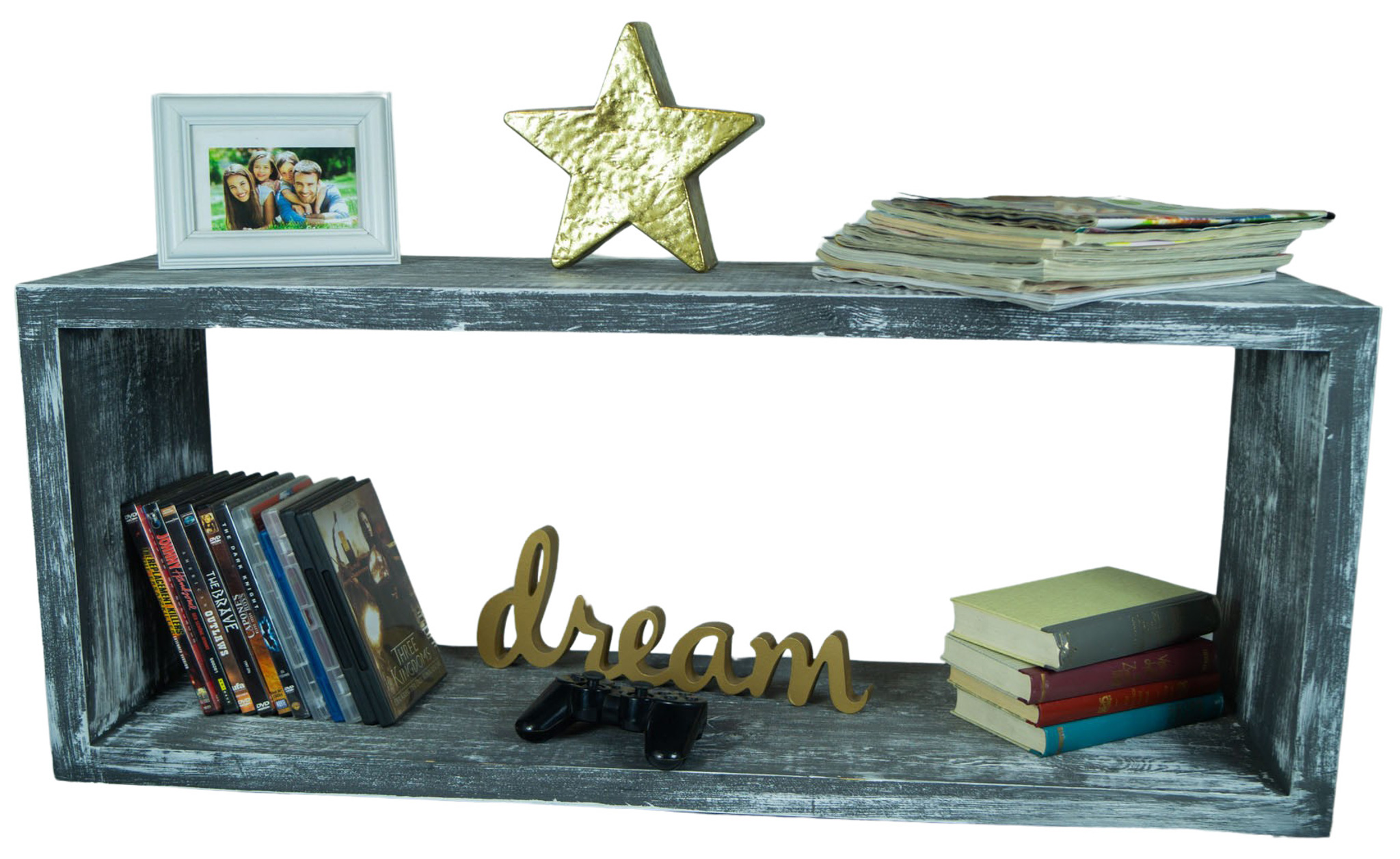 Lowboard in shabby schwarz 100x40x30cm aus Massivholz Vintage-Tisch rustikal
