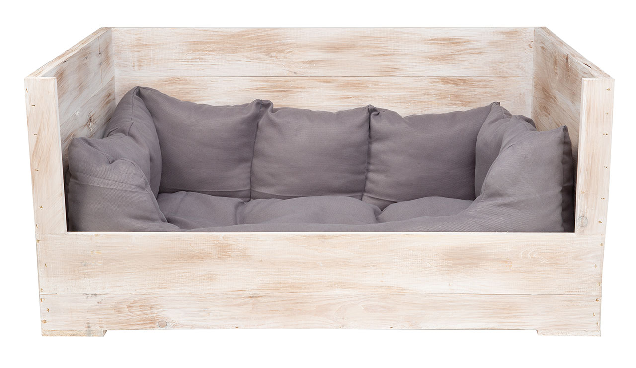 XXL Hundebett Balu weiß shabby mit Kissen 115x54x40,5cm