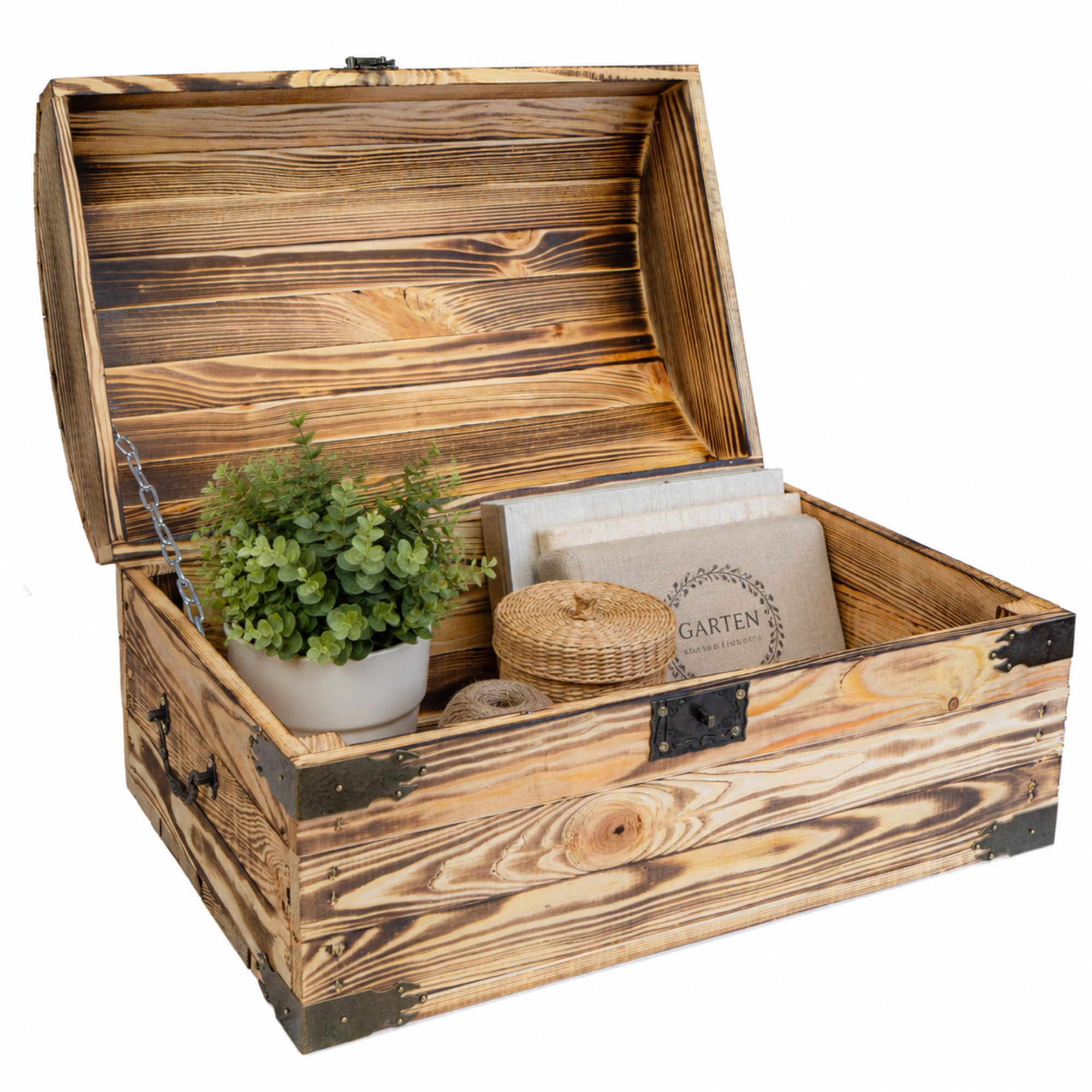 Holztruhe Piet geflammt 41×26×24 cm – rustikaler Stauraum mit Charakter