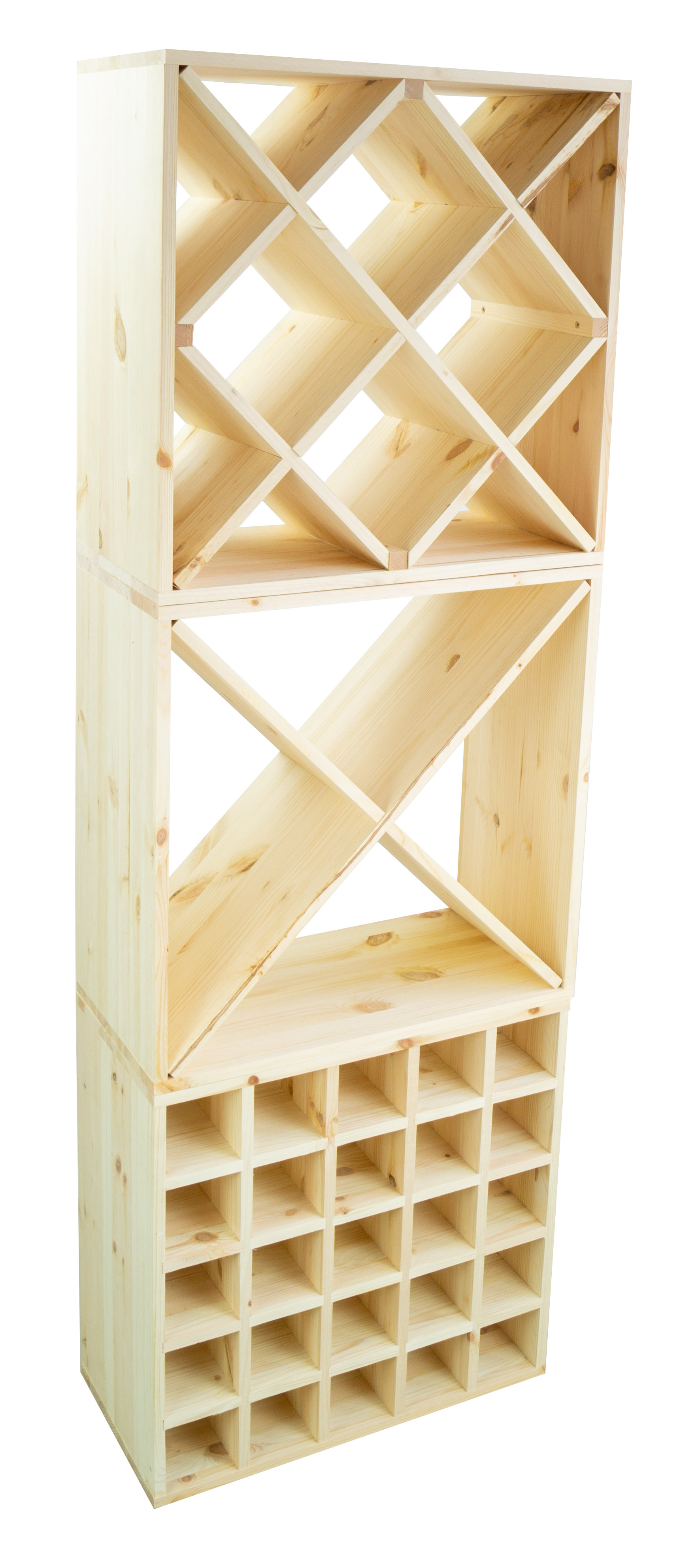 grosses Weinregal Natur 52 x 52 "Raute"