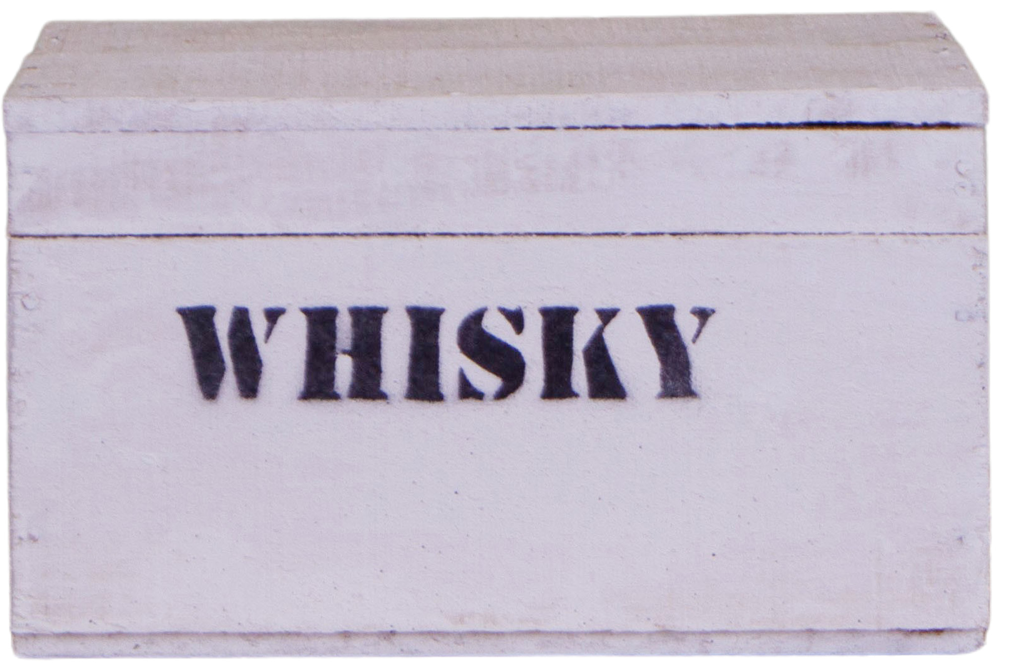 alte Holztruhe weiß Whisky mit Deckel in verschiedenen Grössen xs