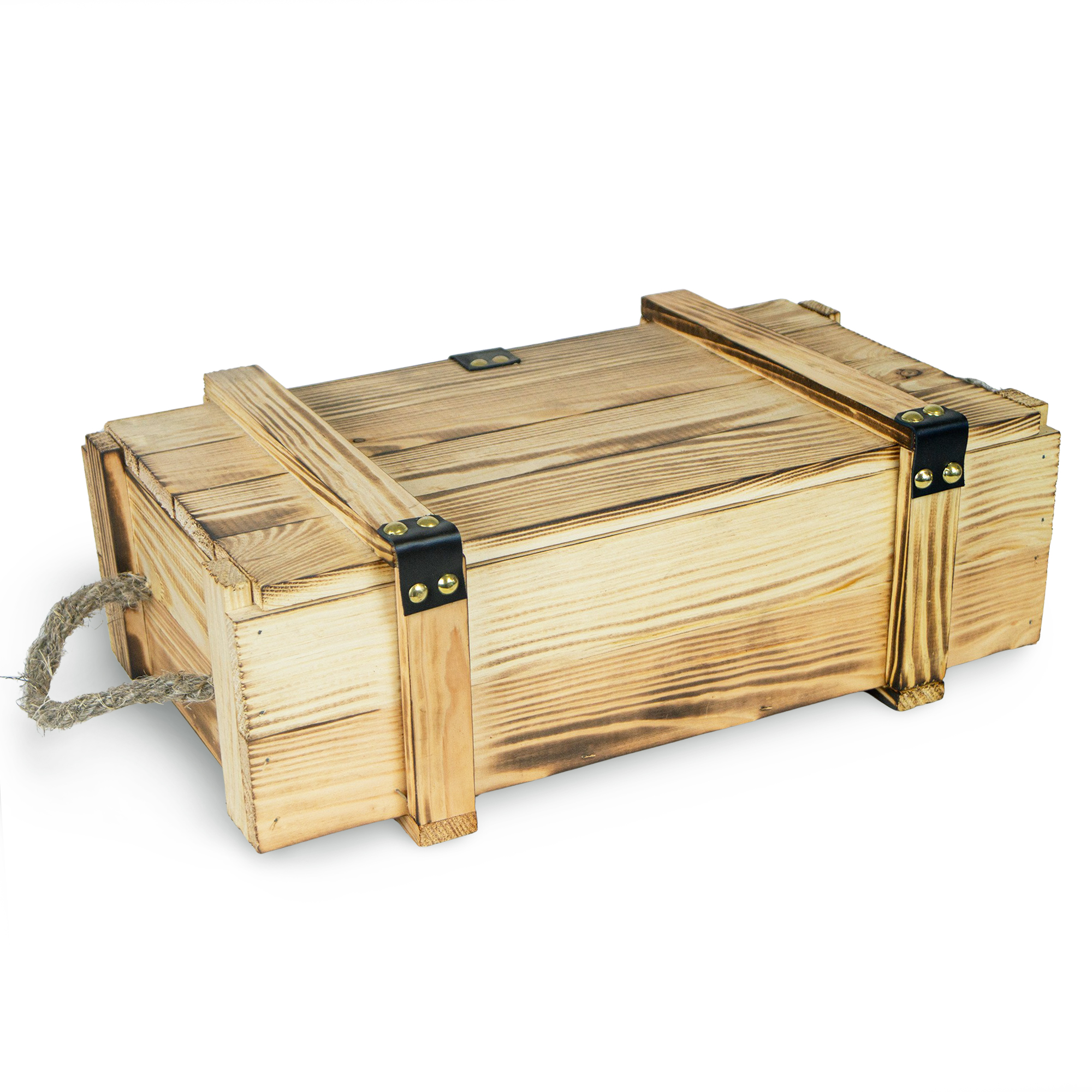 Caisse à Vin 2er Flammé Incl. Laine de Bois Caisse Décorative Hochzeitskiste