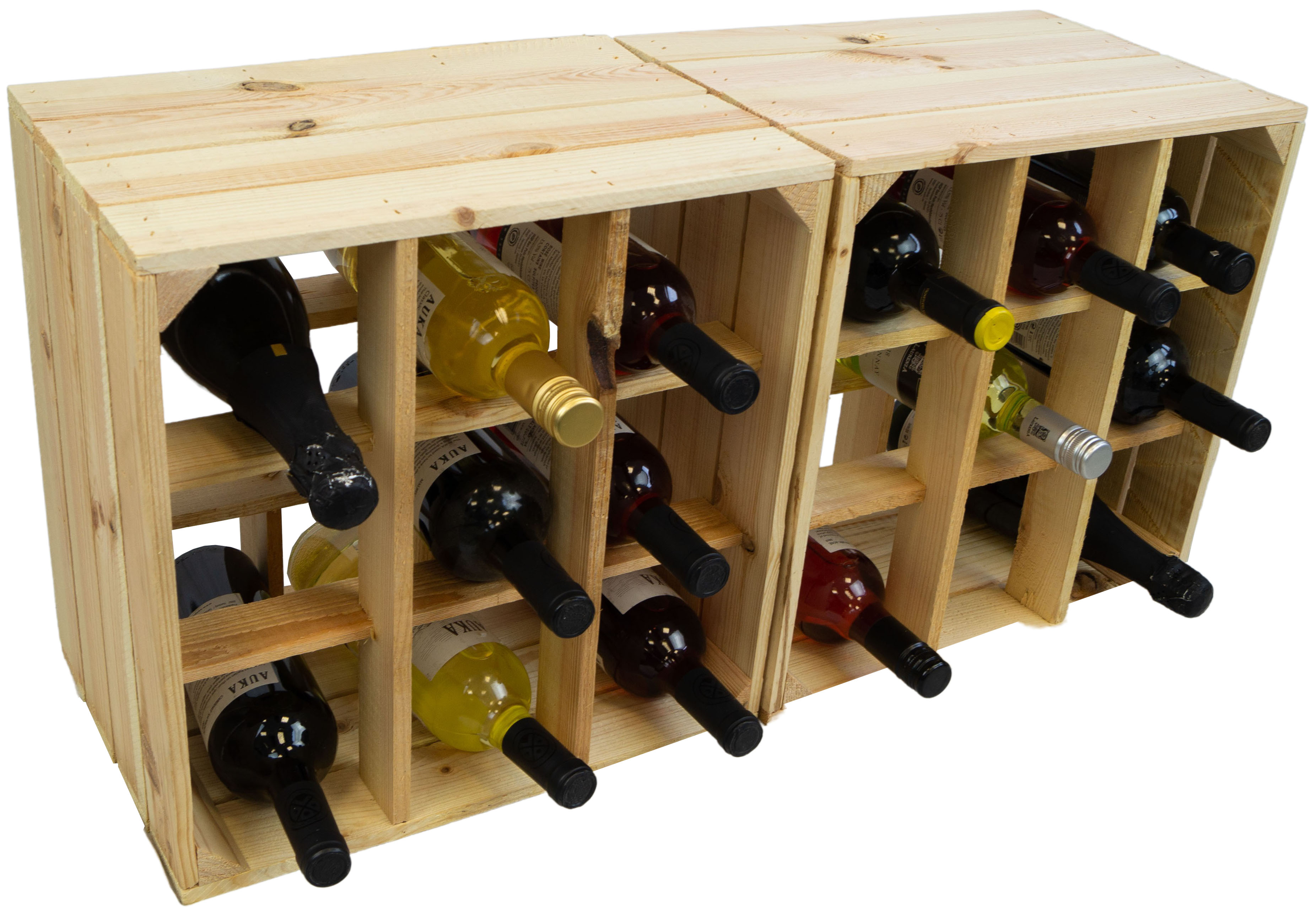 4er set Weinregal 9er Natur Weinablage Flaschenregal Weinschrank Flaschenkiste (auch für große Flaschen)