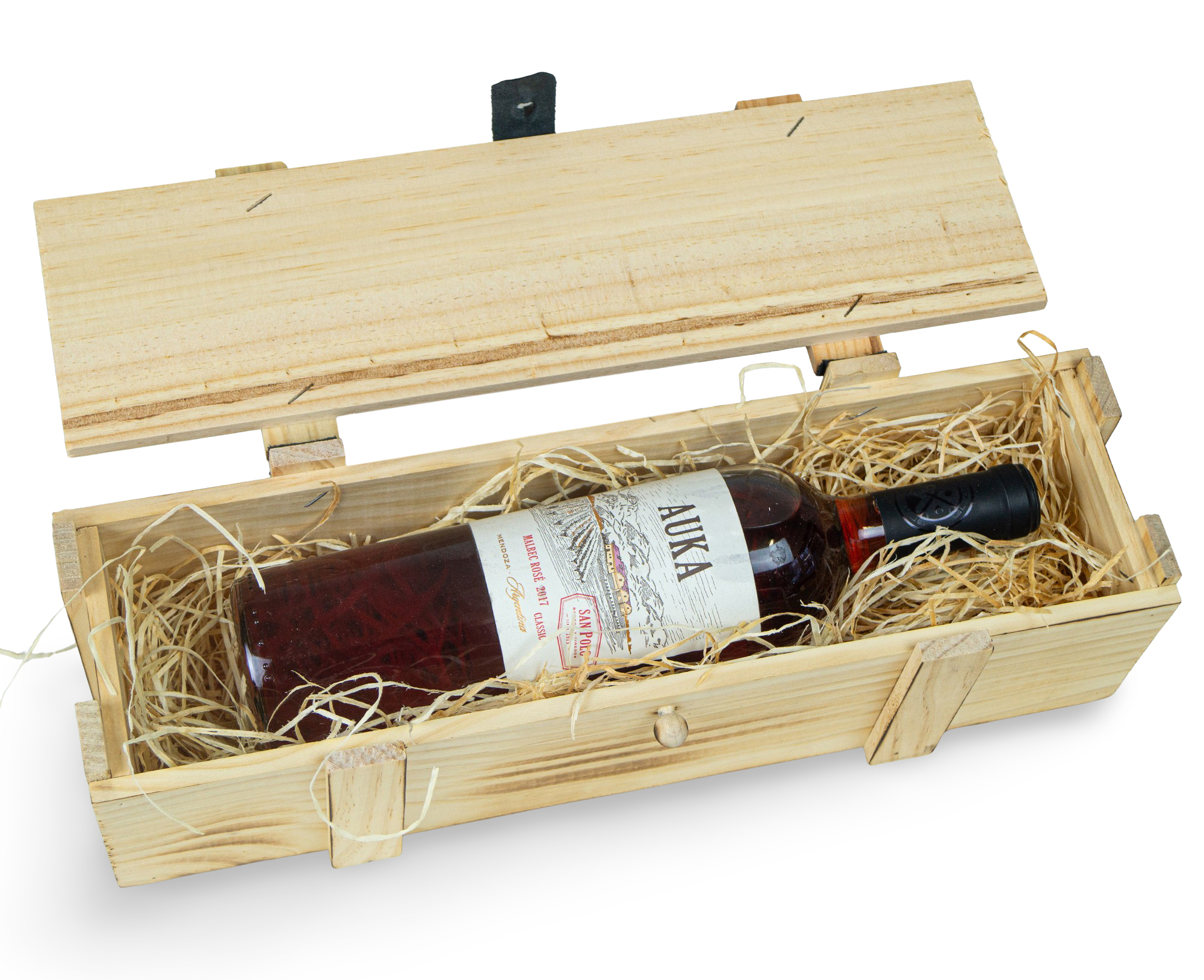 Boîtes à vin 1er flammé incl. laine de bois