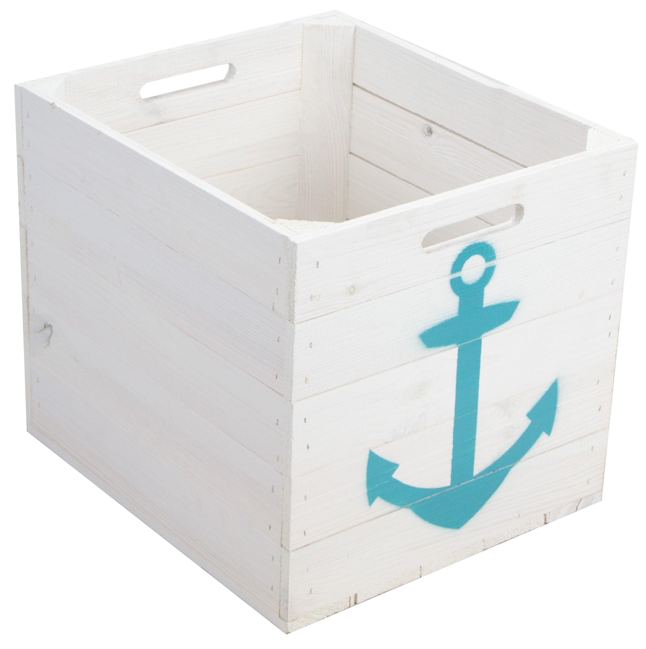 Boîte de rangement blanche avec ancre turquoise convenant aux étagères Kallax et Expedit Insert pour étagère