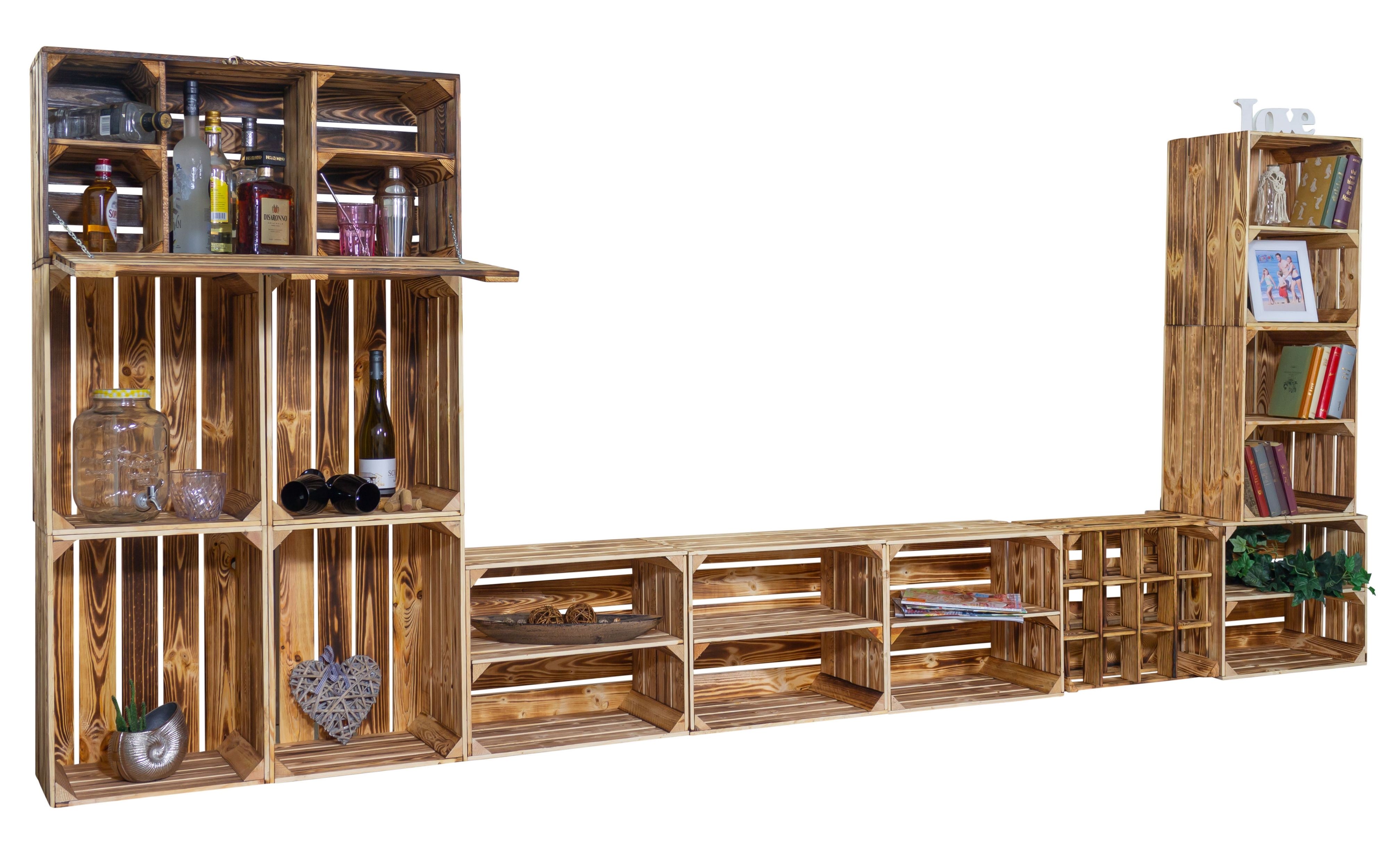 Tableau TV avec minibar "Sienna" avec étagère Meuble multimédia Mur d'armoires Meuble annexe Salon Ensemble mural