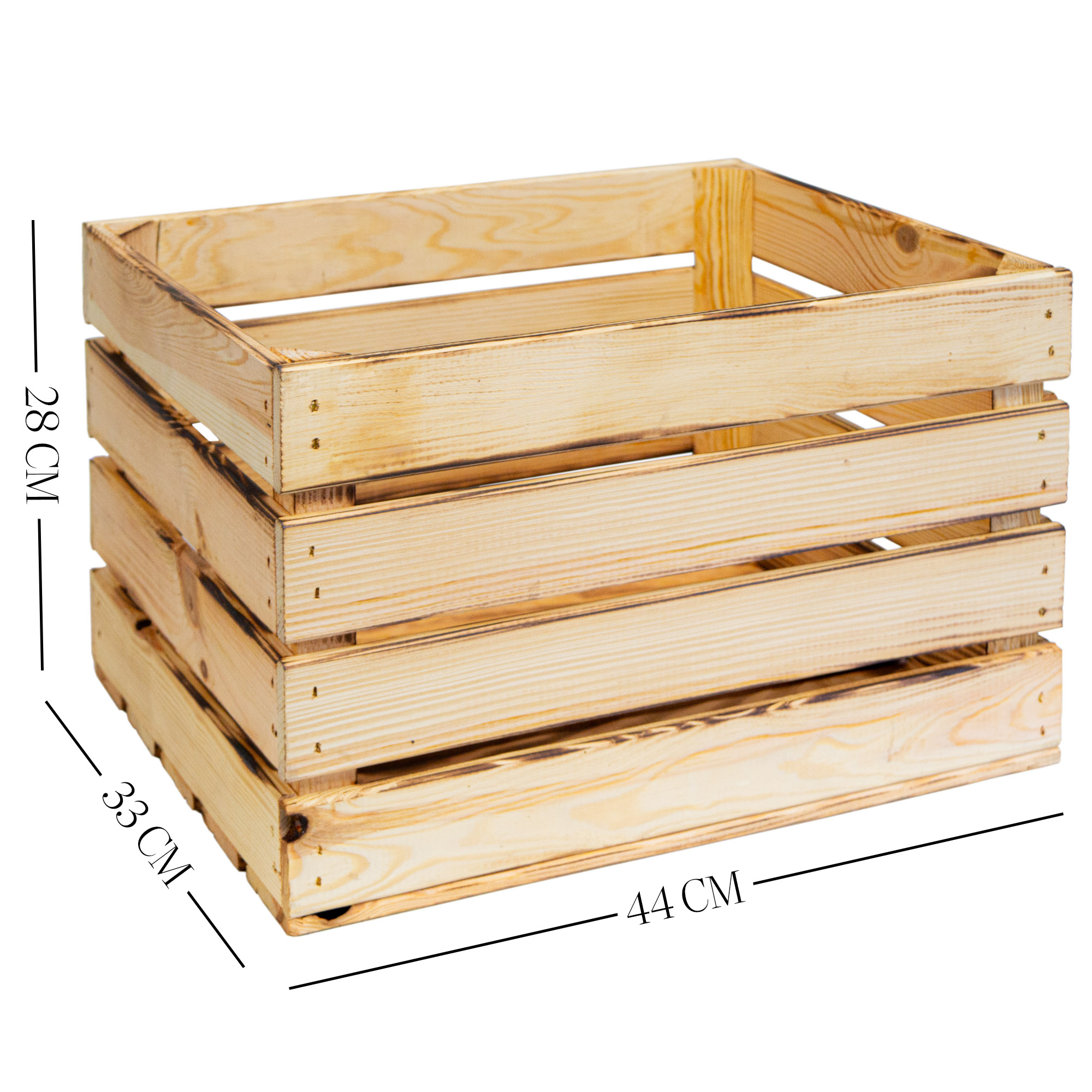 Holzkiste mit Griff  "BF Medium 44x28x33cm" Neu & geflammt