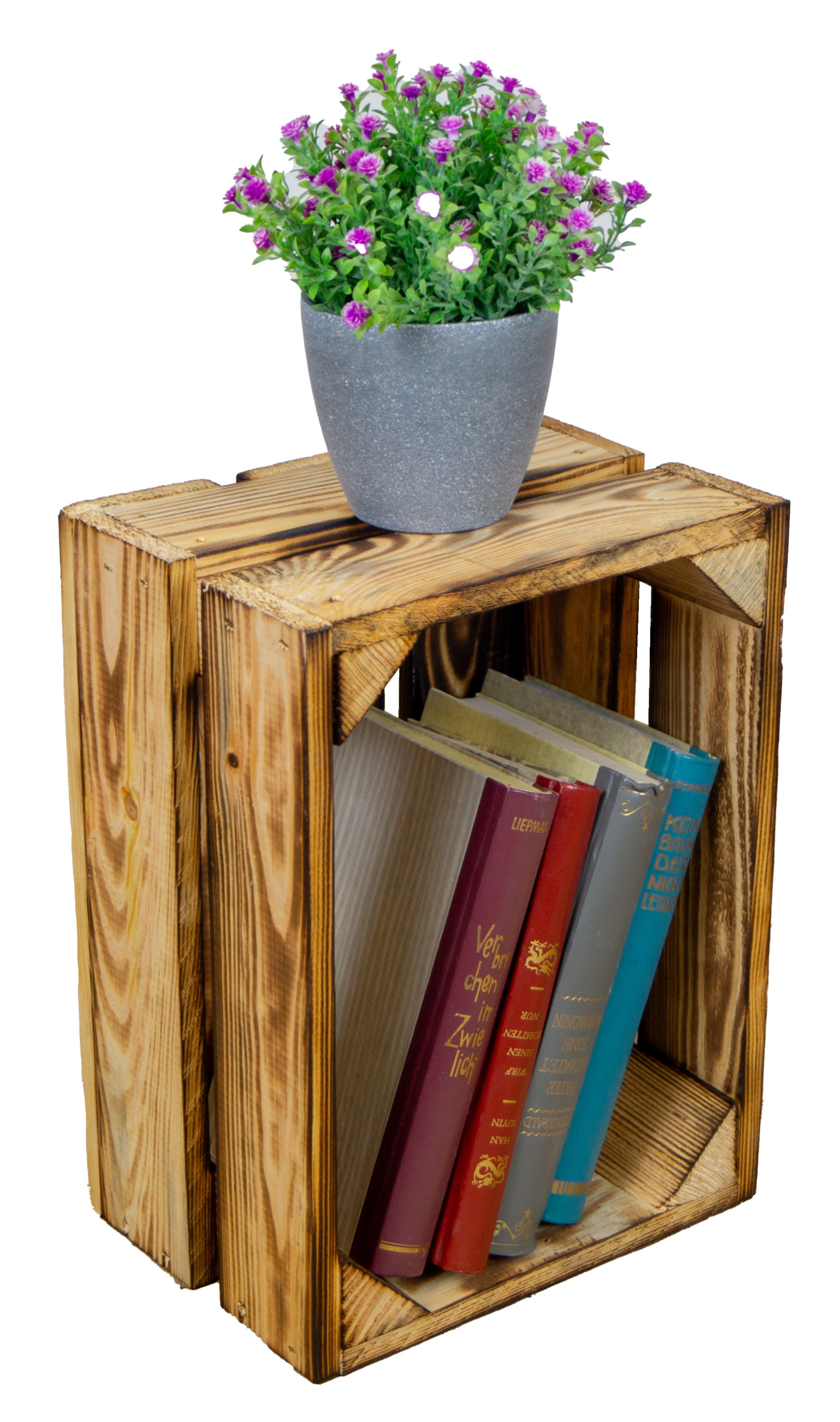 Set de 3 petites boîtes en bois "Frieda" flambées