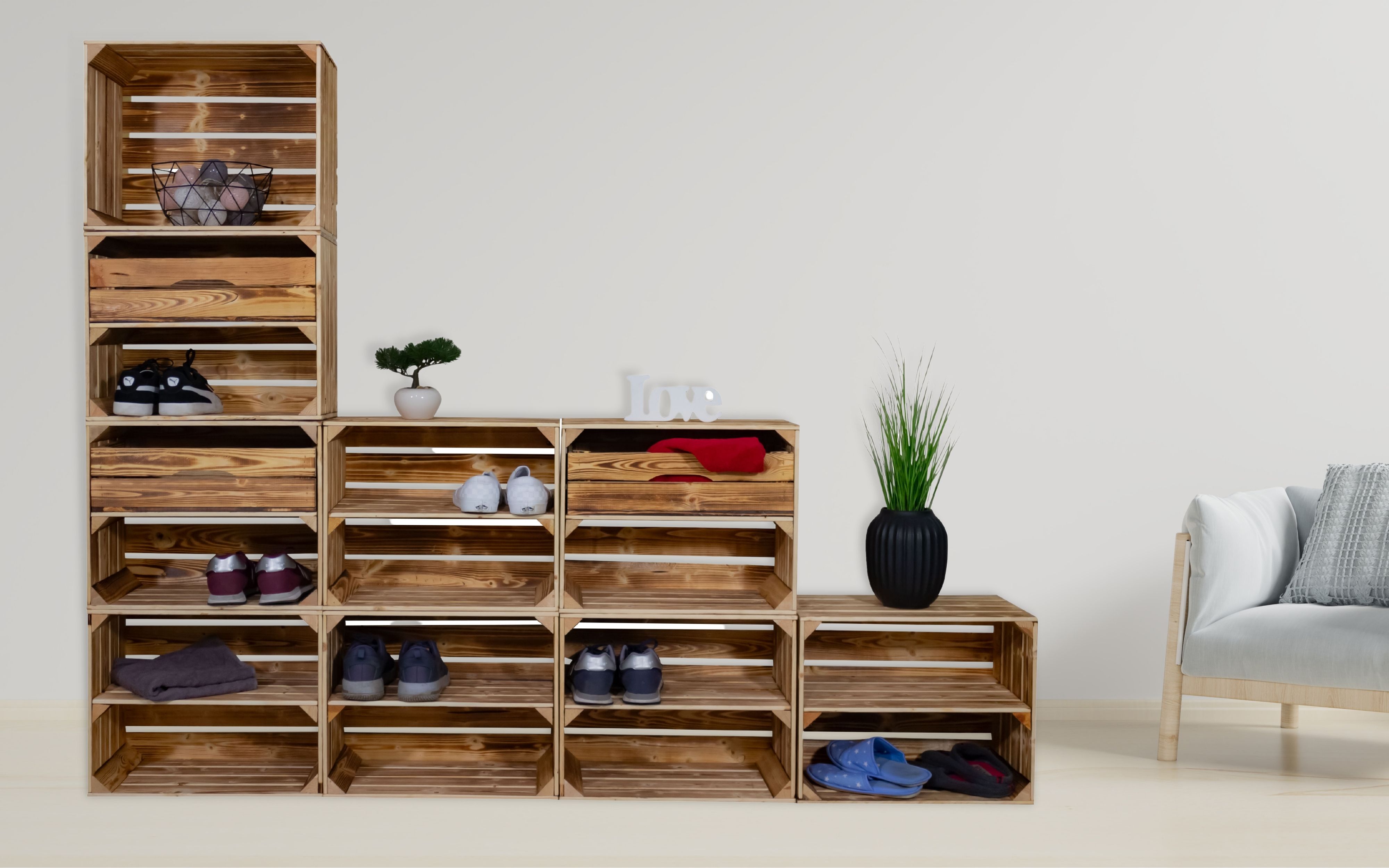 Étagère à chaussures avec 17 niveaux Armoire à chaussures, rangement de chaussures, organisateur de chaussures, pour jusqu'à 34 paires de chaussures, pour le salon, l'entrée (Flammé)