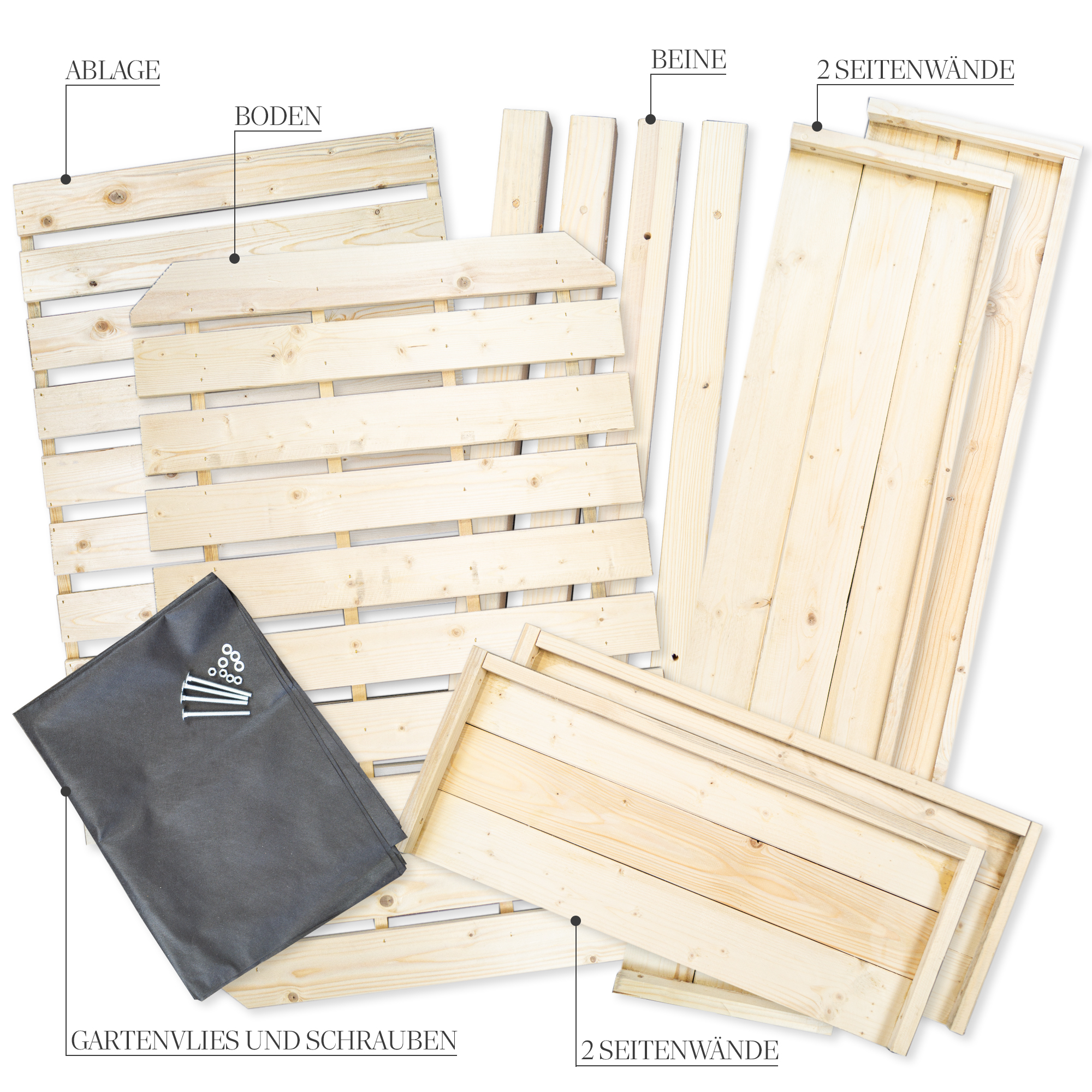 Hochbeet XL 118x79x78cm Natur