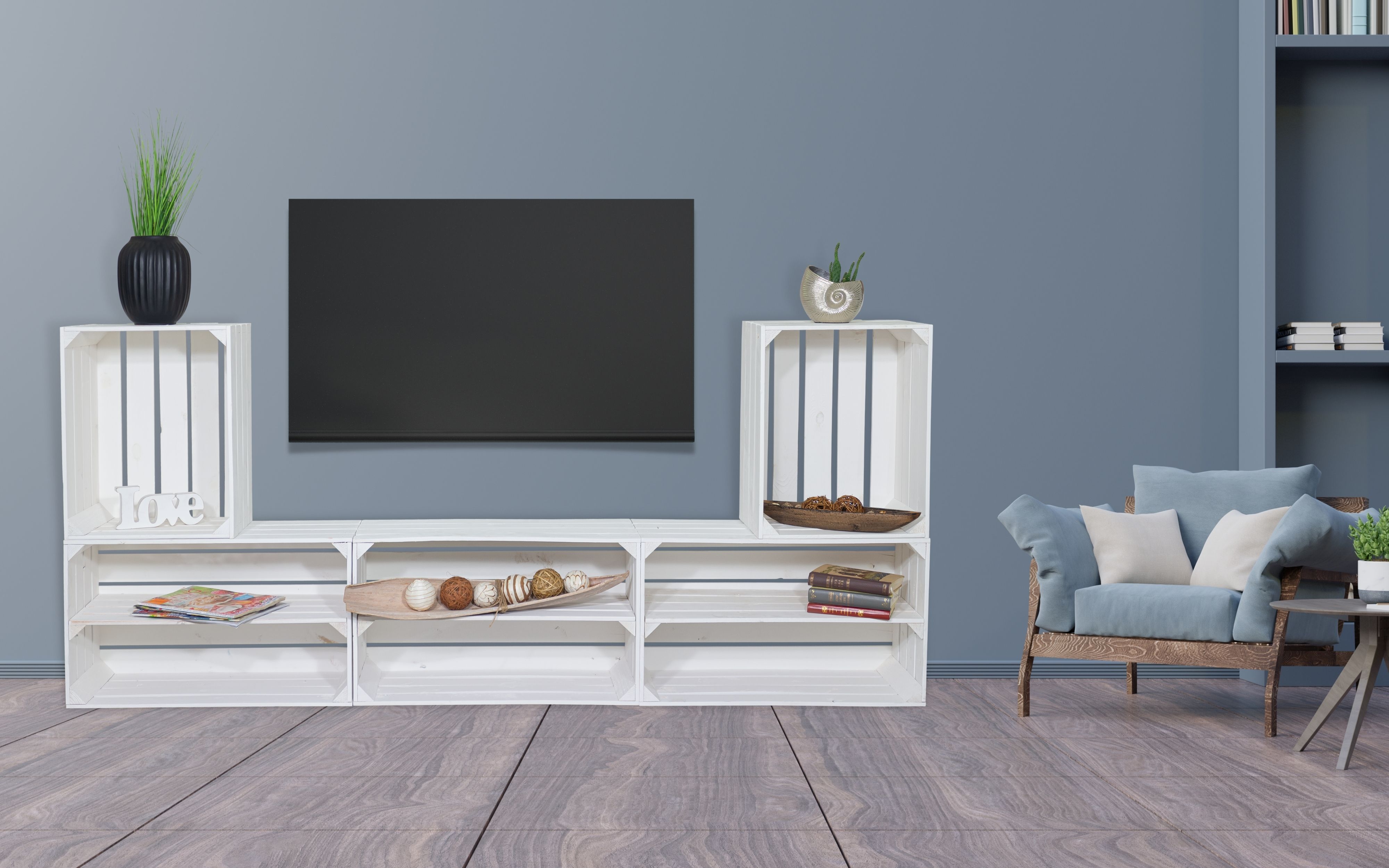 Meuble TV "Amrum" avec étagère (blanc)