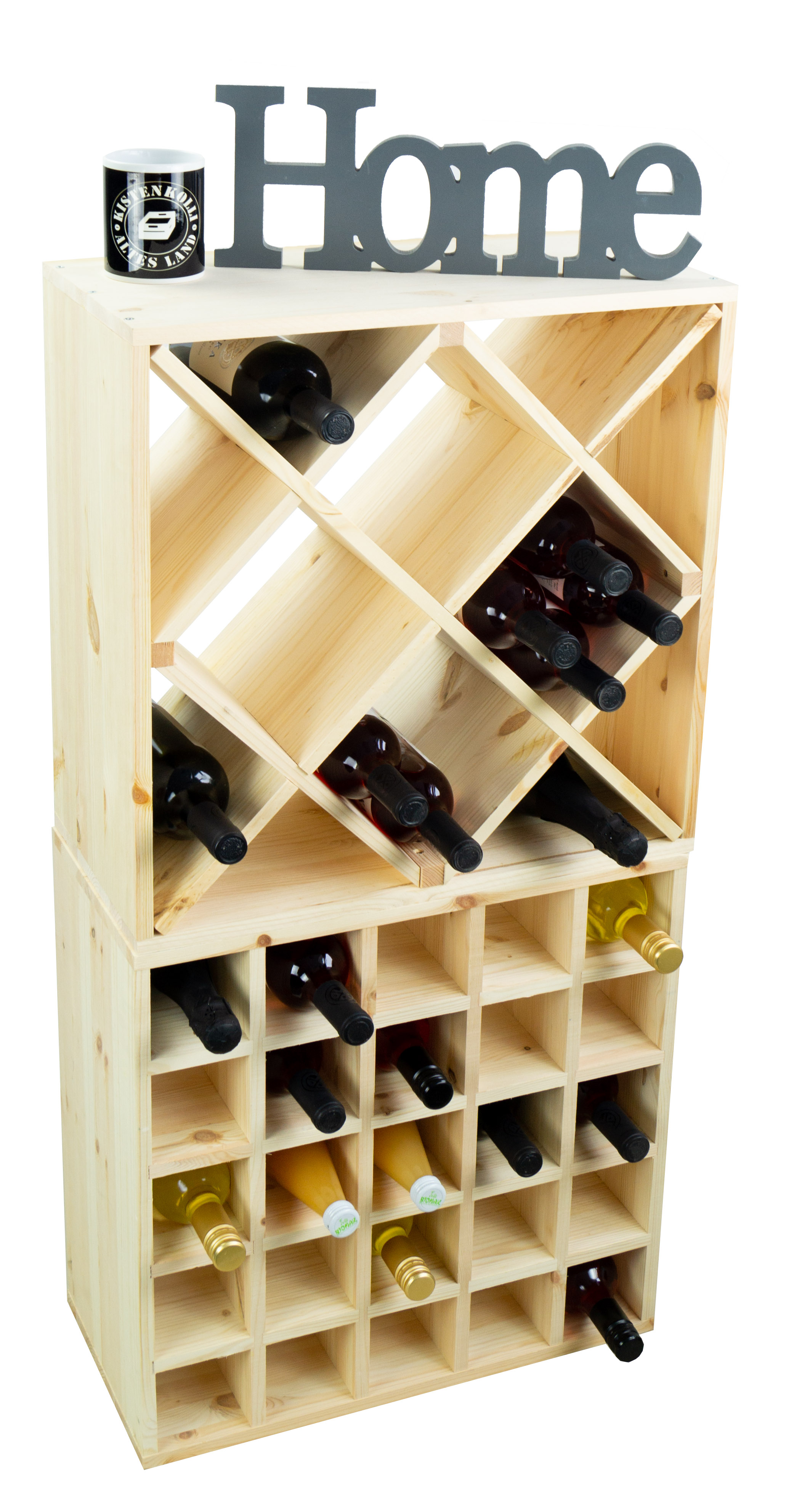 grosses Weinregal Natur 52 x 52 "Raute"
