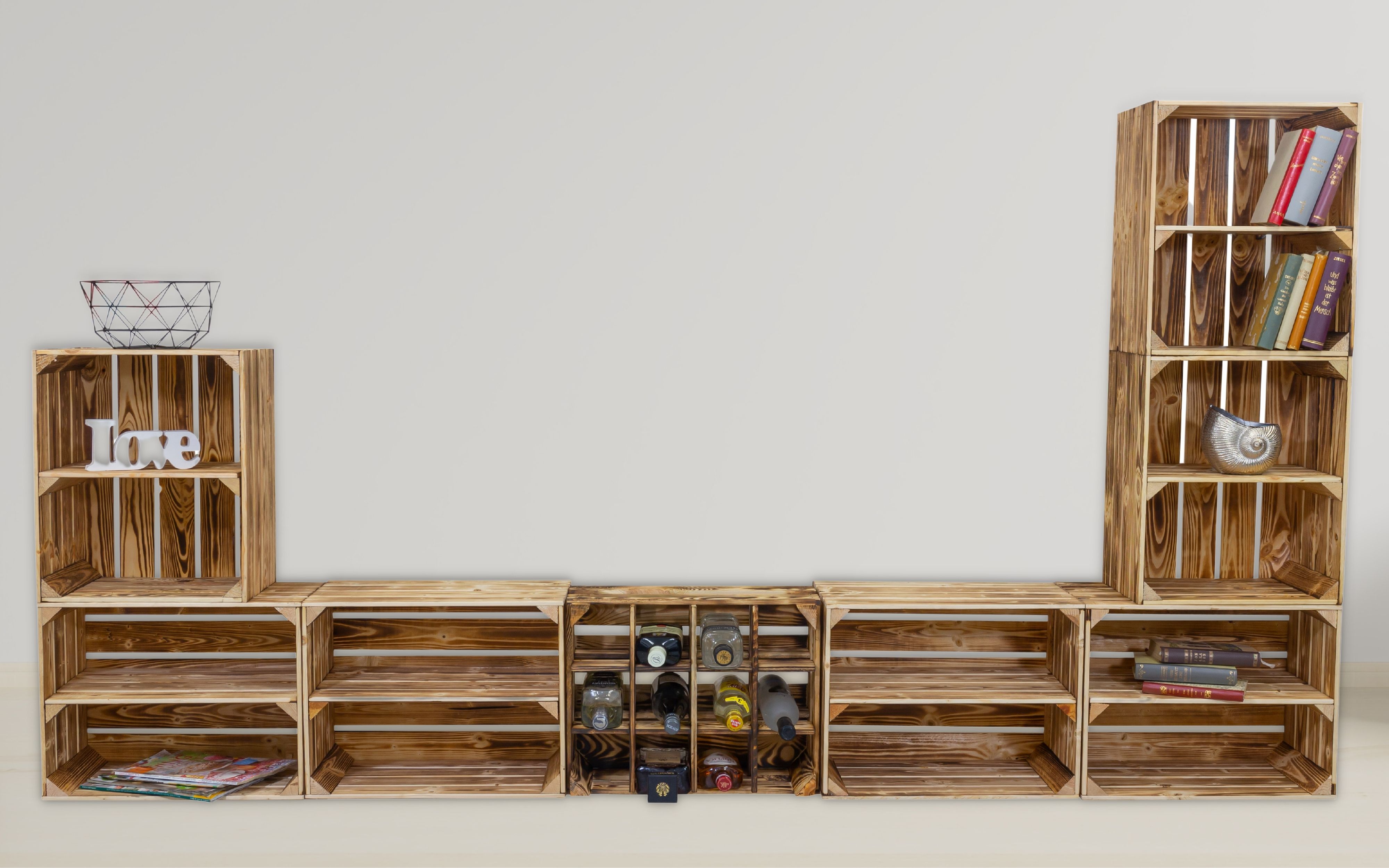 Meuble-paroi "Paris" avec tv board et étagères combinées (Flammé)