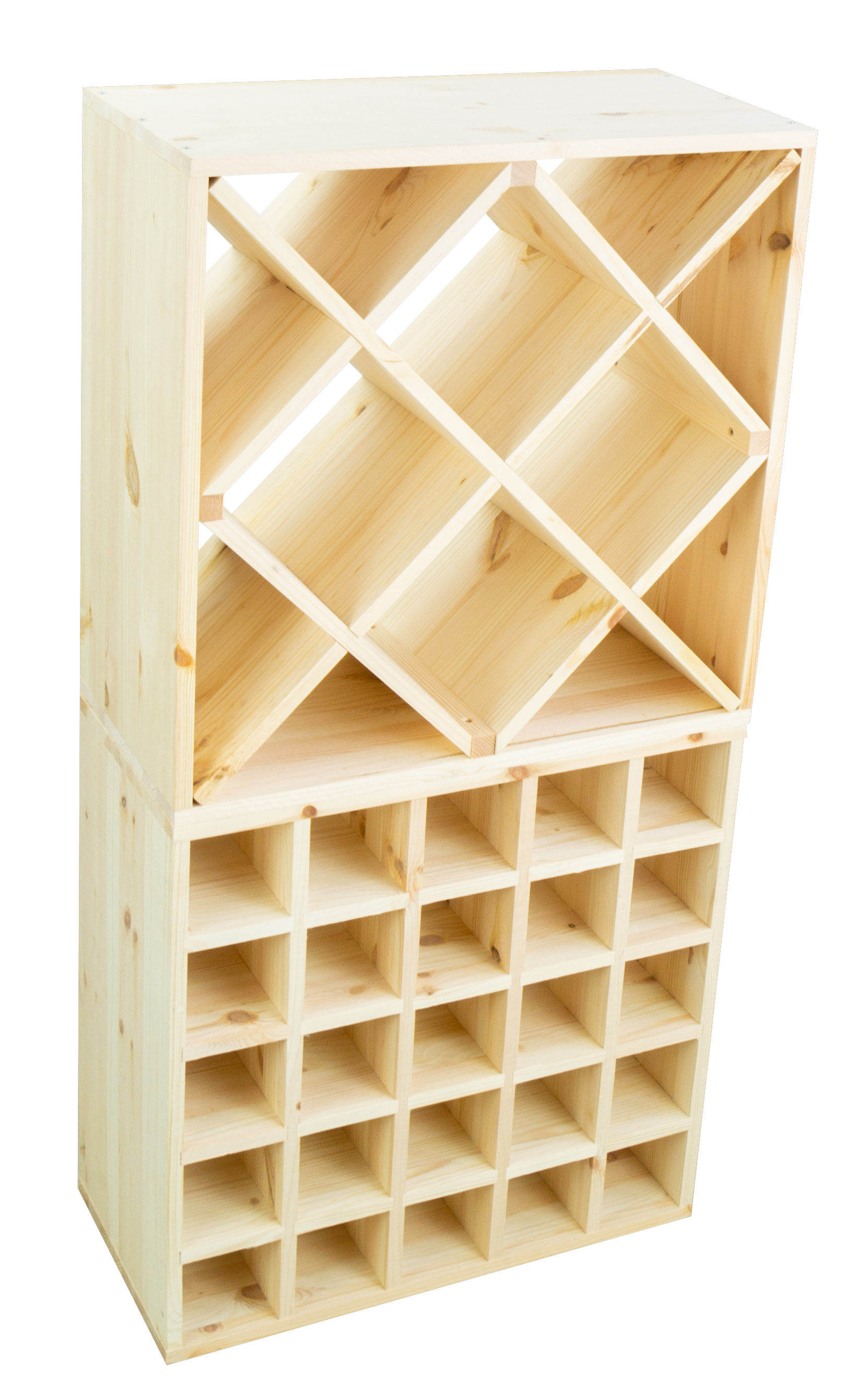 grosses Weinregal Natur 52 x 52 "Raute"