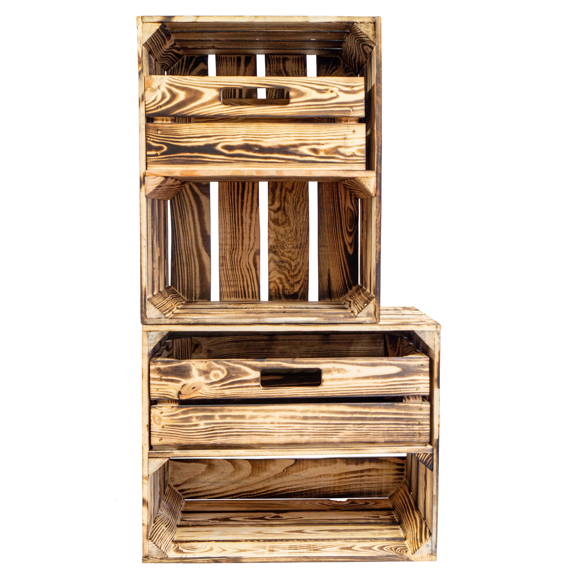 2er Set Obstkiste Johanna geflammt mit Schublade Quer 50 x 40 x 30cm