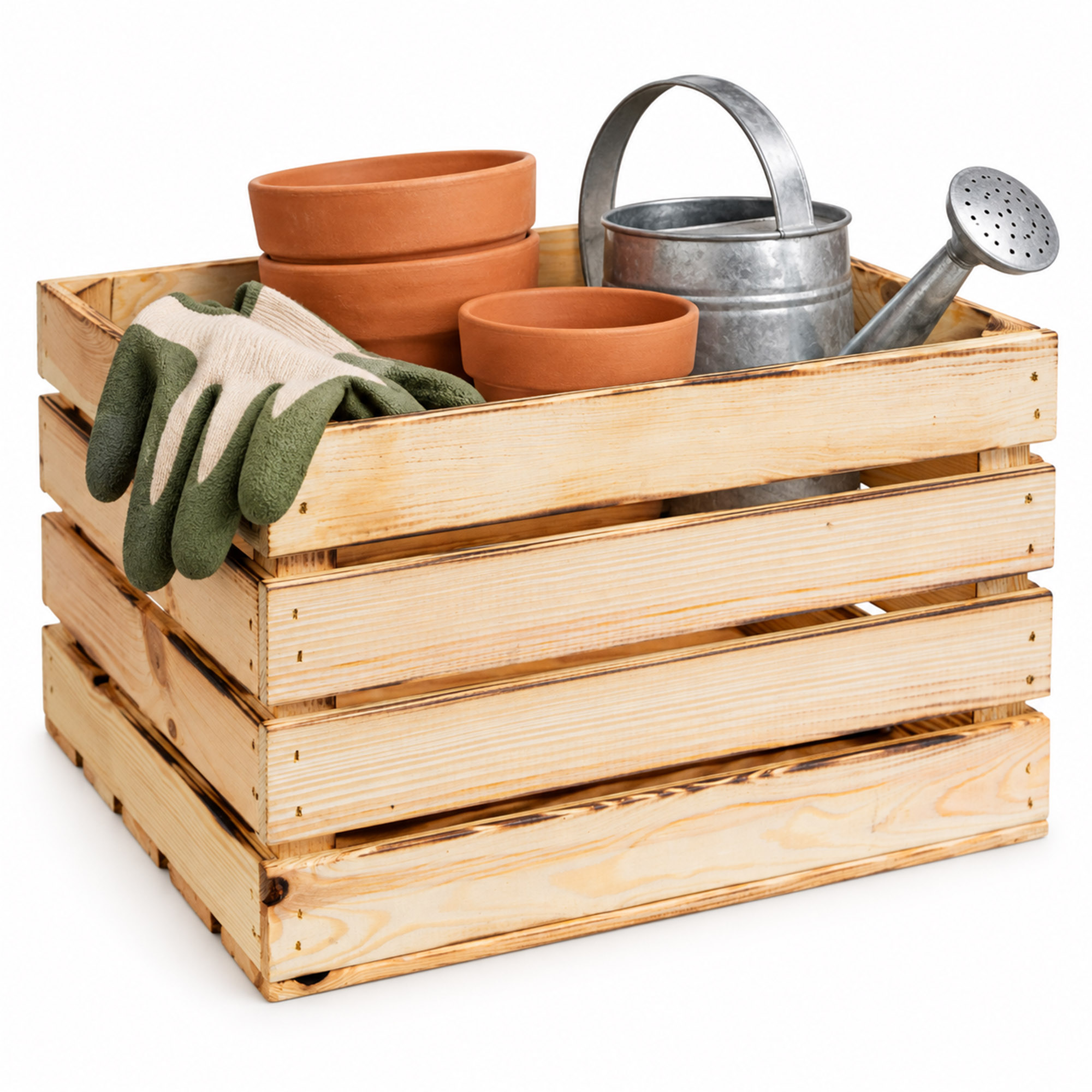 Holzkiste mit Griff  "BF Medium 44x28x33cm" Neu & geflammt