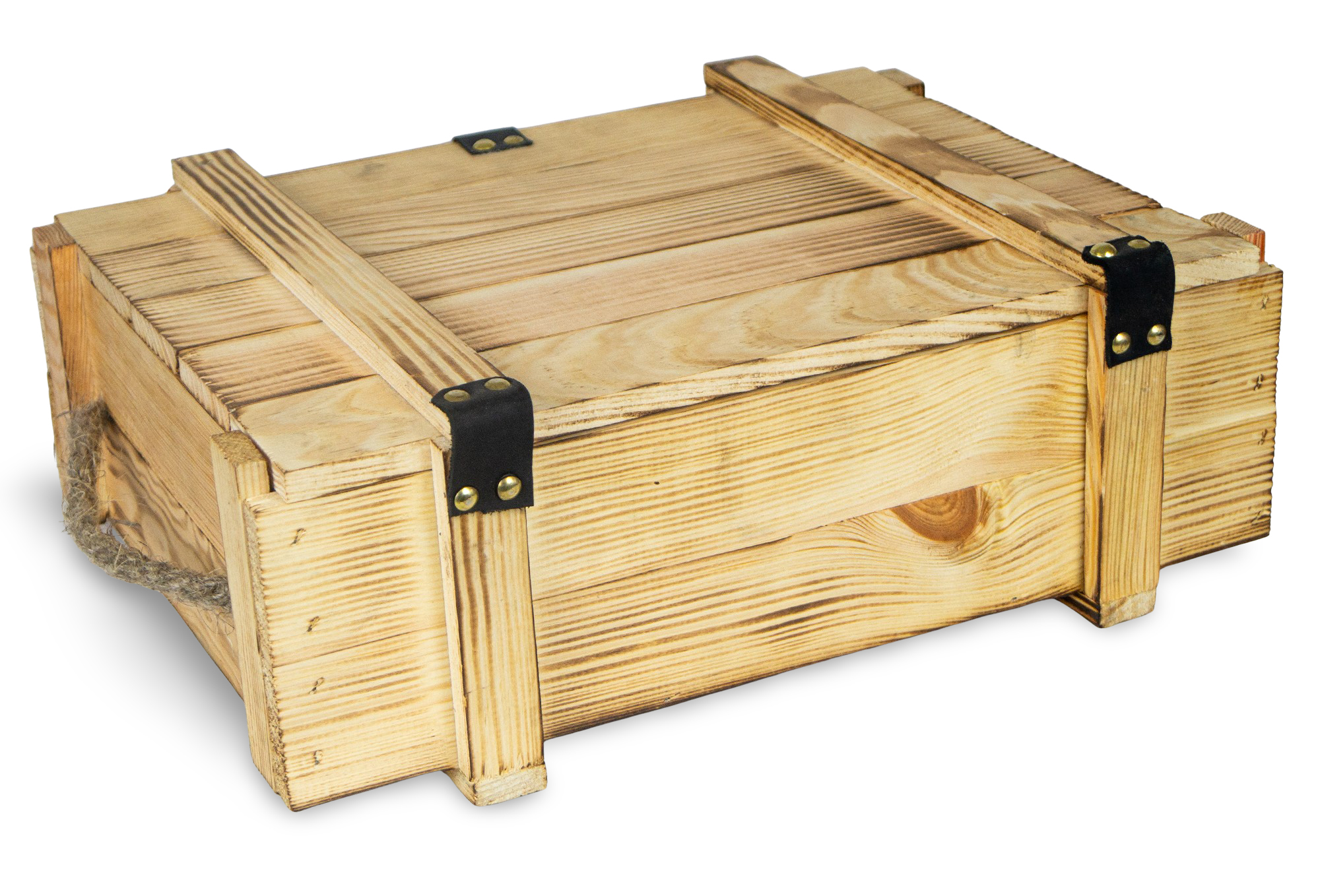 Caisse à Vin 3er Flammé Incl. Laine de Bois Weinbox Boîte à Cadeau